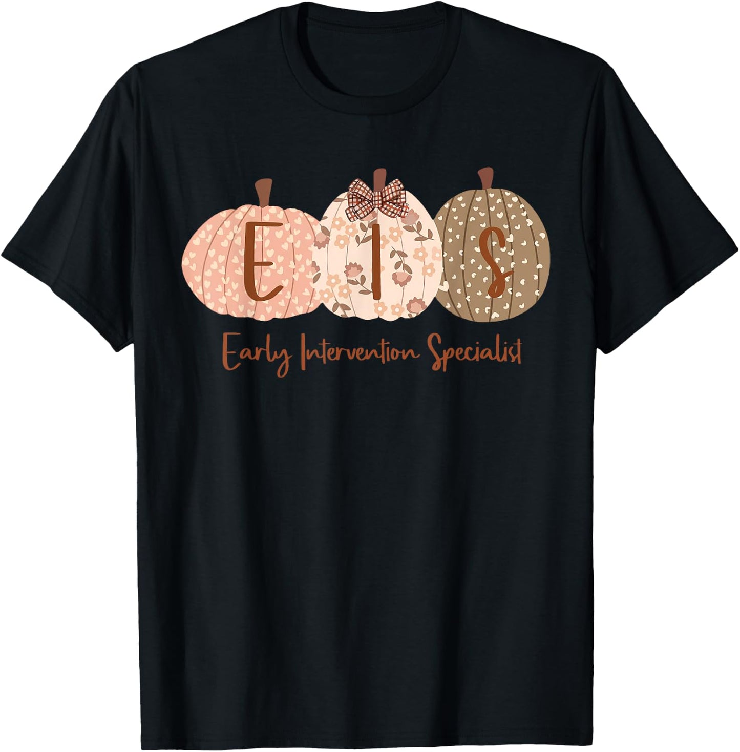 Early Intervention Specialist Pumpkin Bow EIS Fal Halloween T-Shirt - T-Shirt | Black