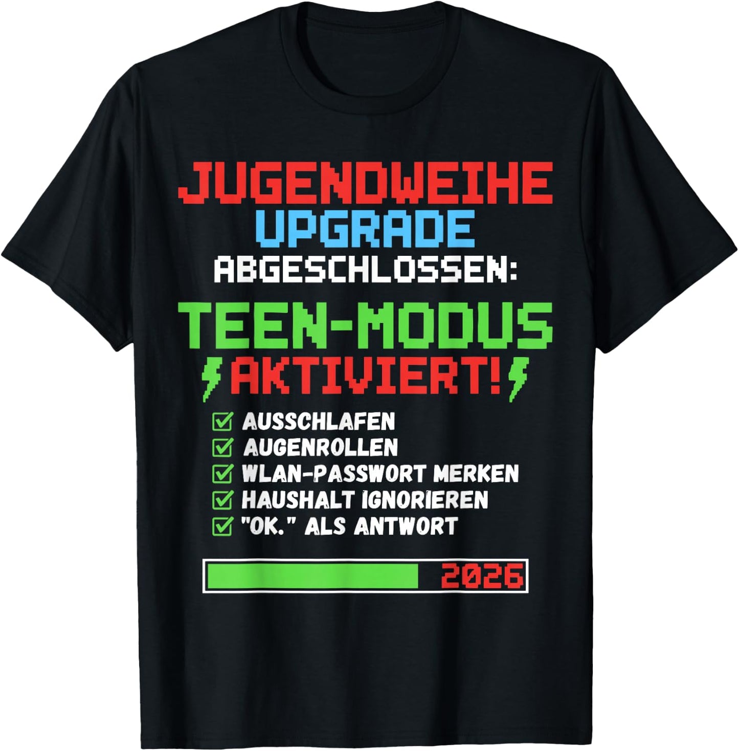 Jugendweihe 2026 Upgrade für Gamer T-Shirt - T-Shirt | Black
