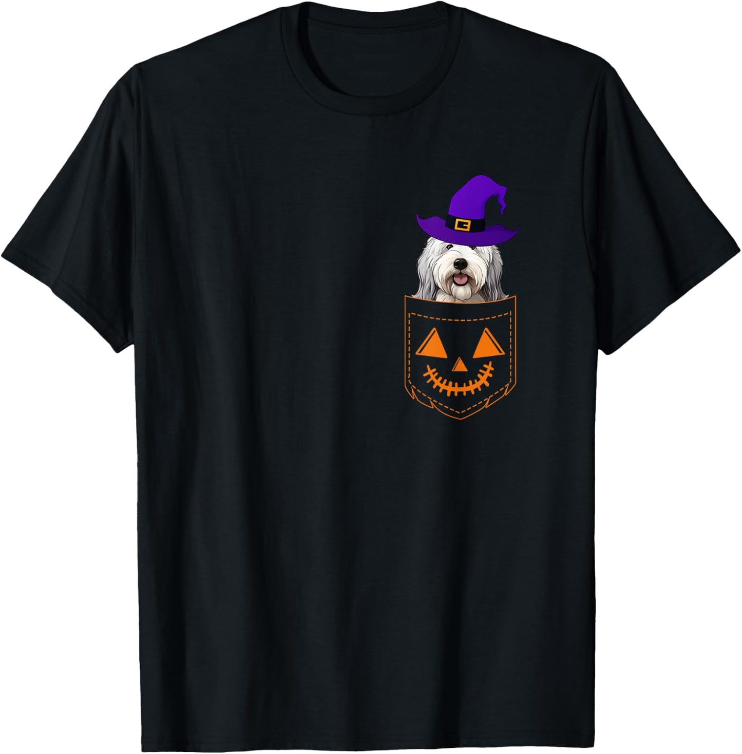 Old English Sheepdog In A Pocket English Sheepdog Halloween T-Shirt - T-Shirt | Black