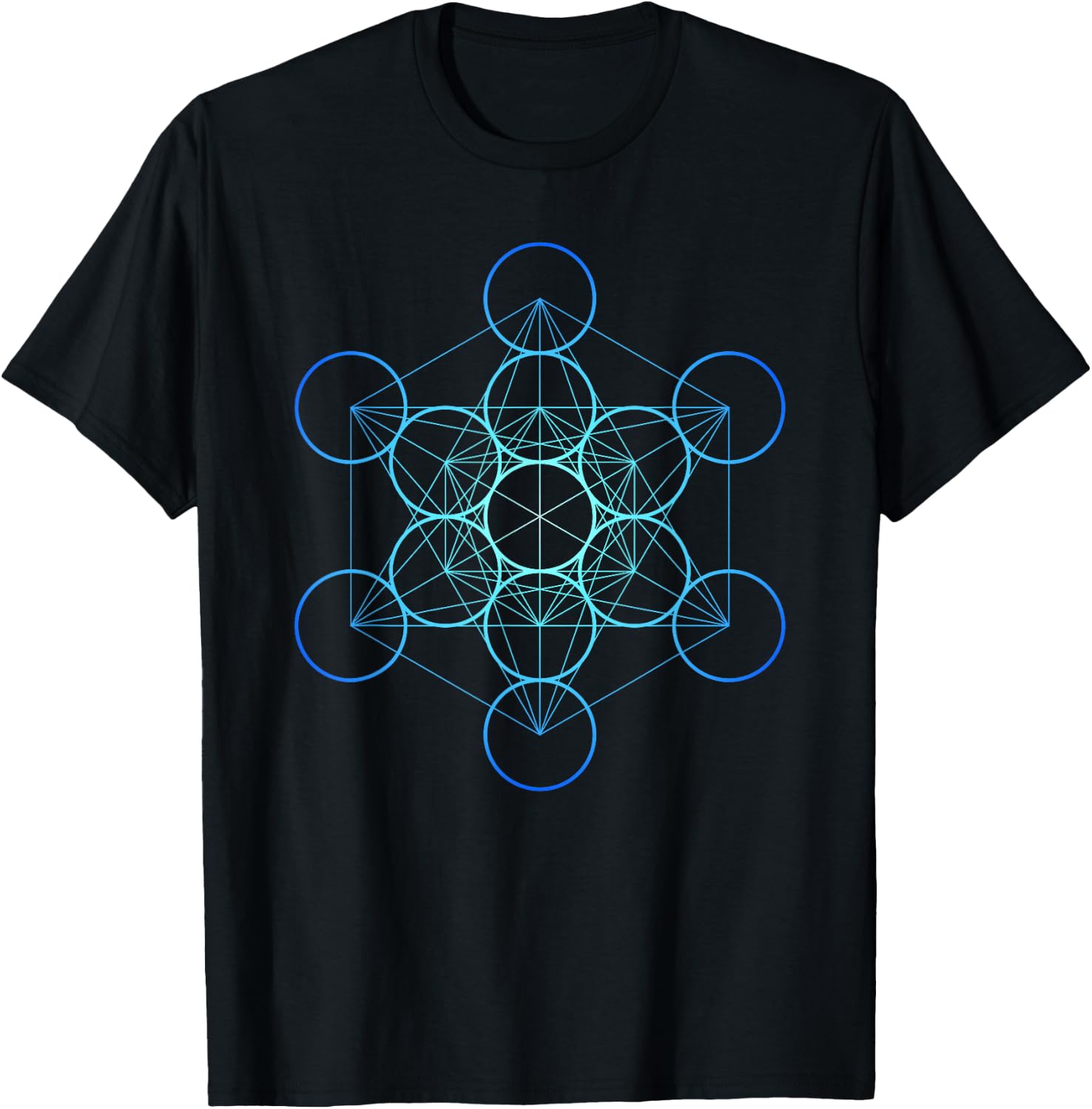 Indigo Metatron's Cube Sacred Geometrie T-Shirt - T-Shirt | Black