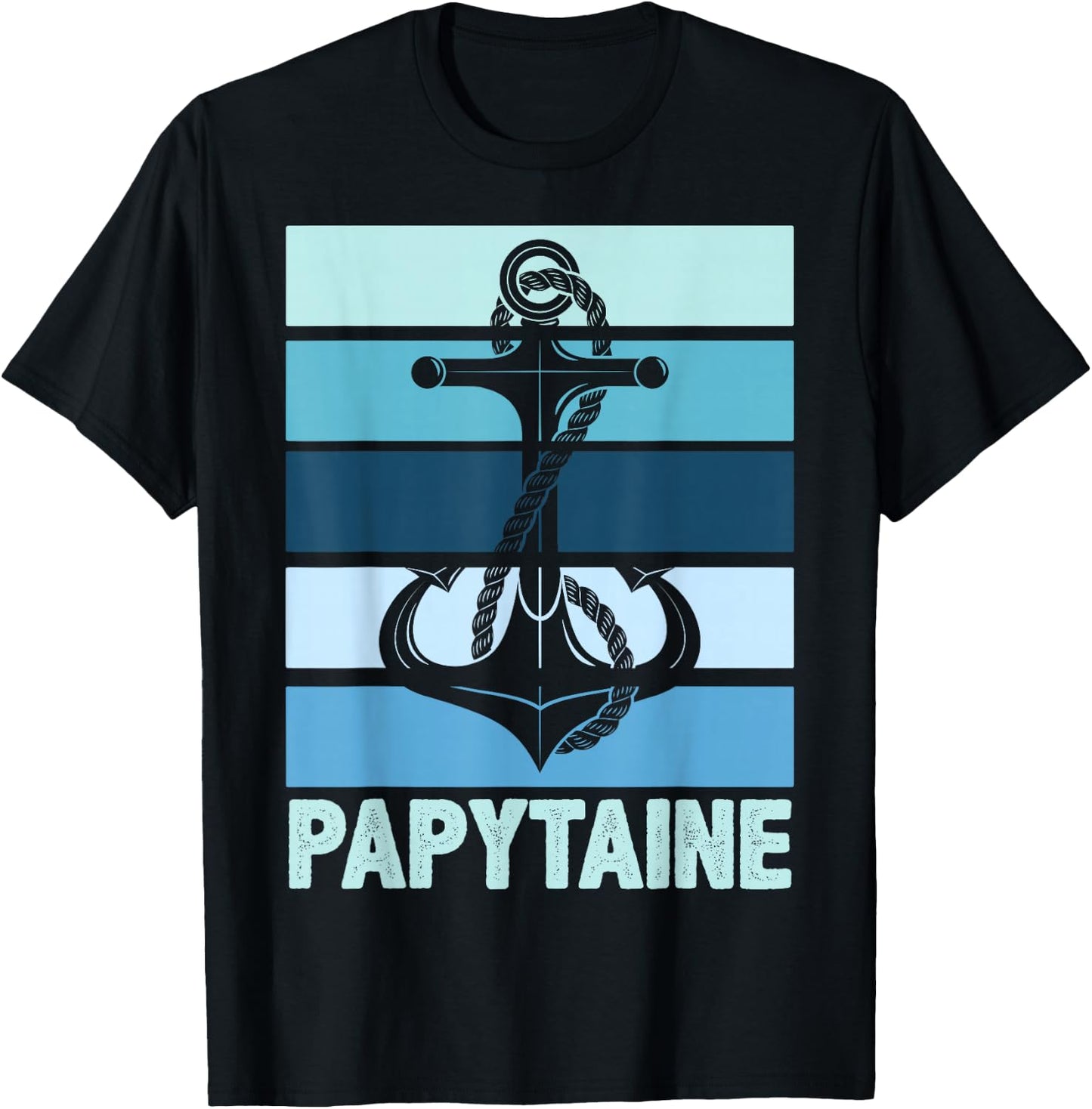 Papytaine Du Vire Grandpa Captain Boat Humour Sailor , Black T-Shirt - T-Shirt | Black