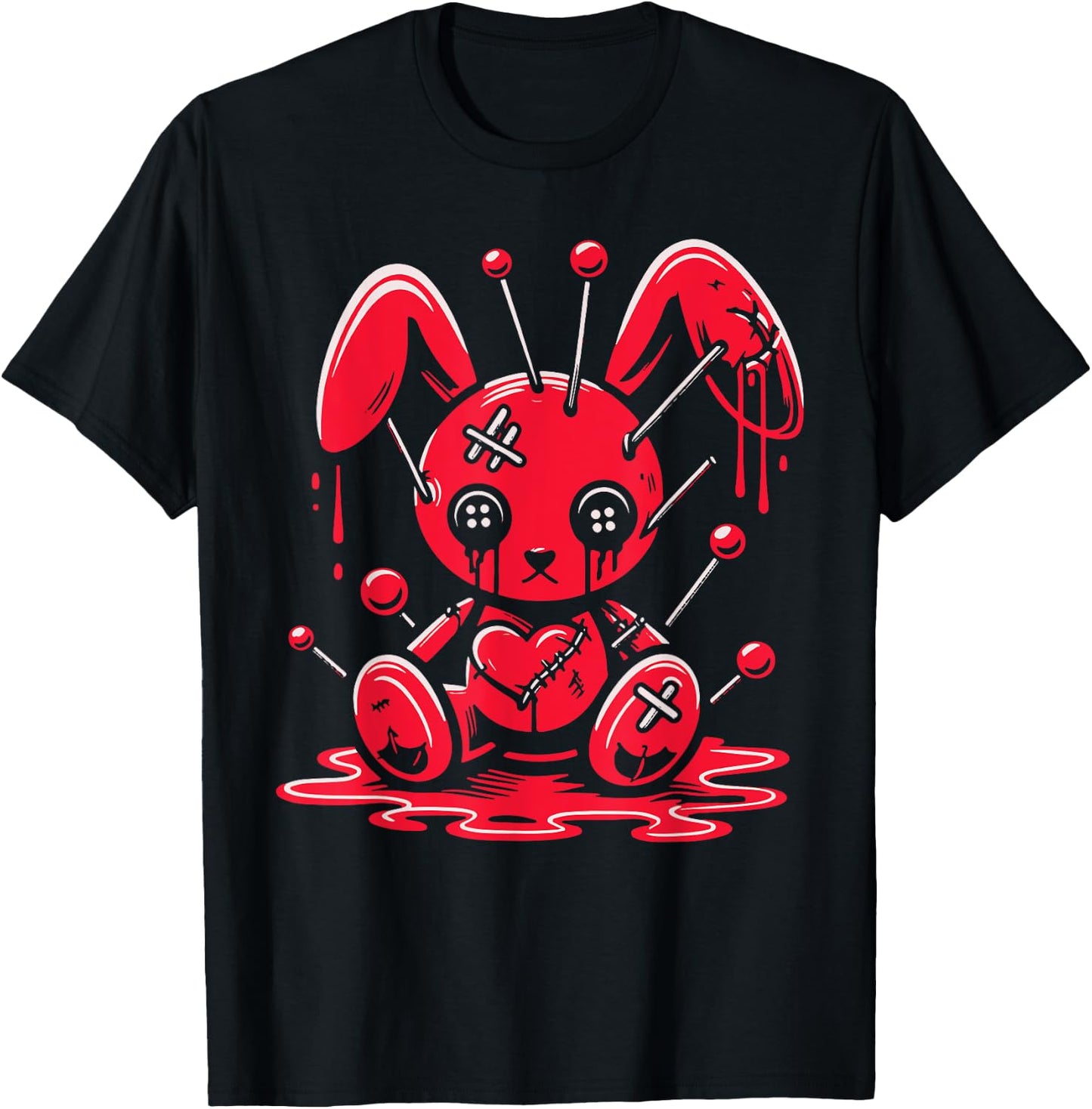Stitched Bunny Rabbit Pastel Goth Anime Kawaii Gothic T-Shirt - T-Shirt | Black