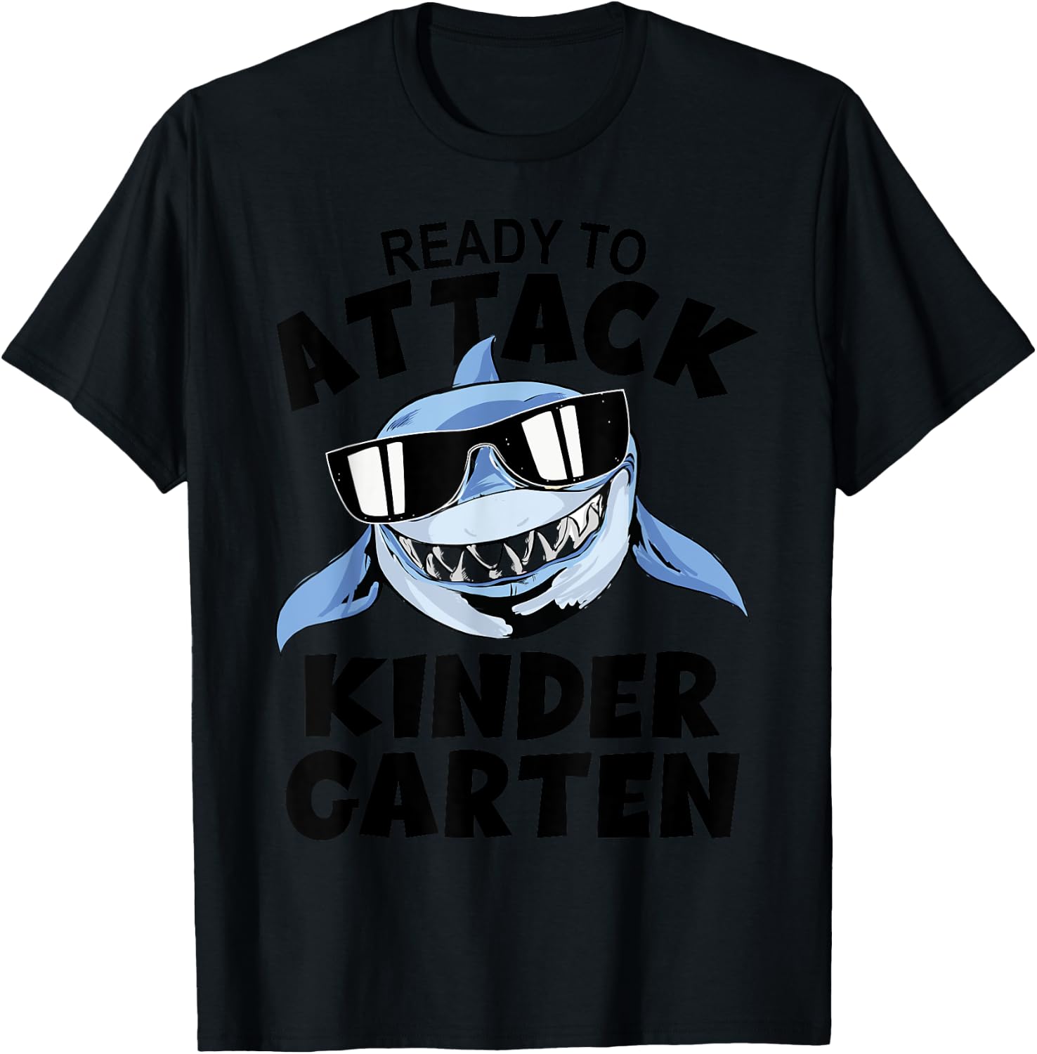 First Day Kindergarten - Ready To Attack Kindergarten Shark T-Shirt - T-Shirt | Black