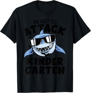 First Day Kindergarten - Ready To Attack Kindergarten Shark T-Shirt - T-Shirt | Black