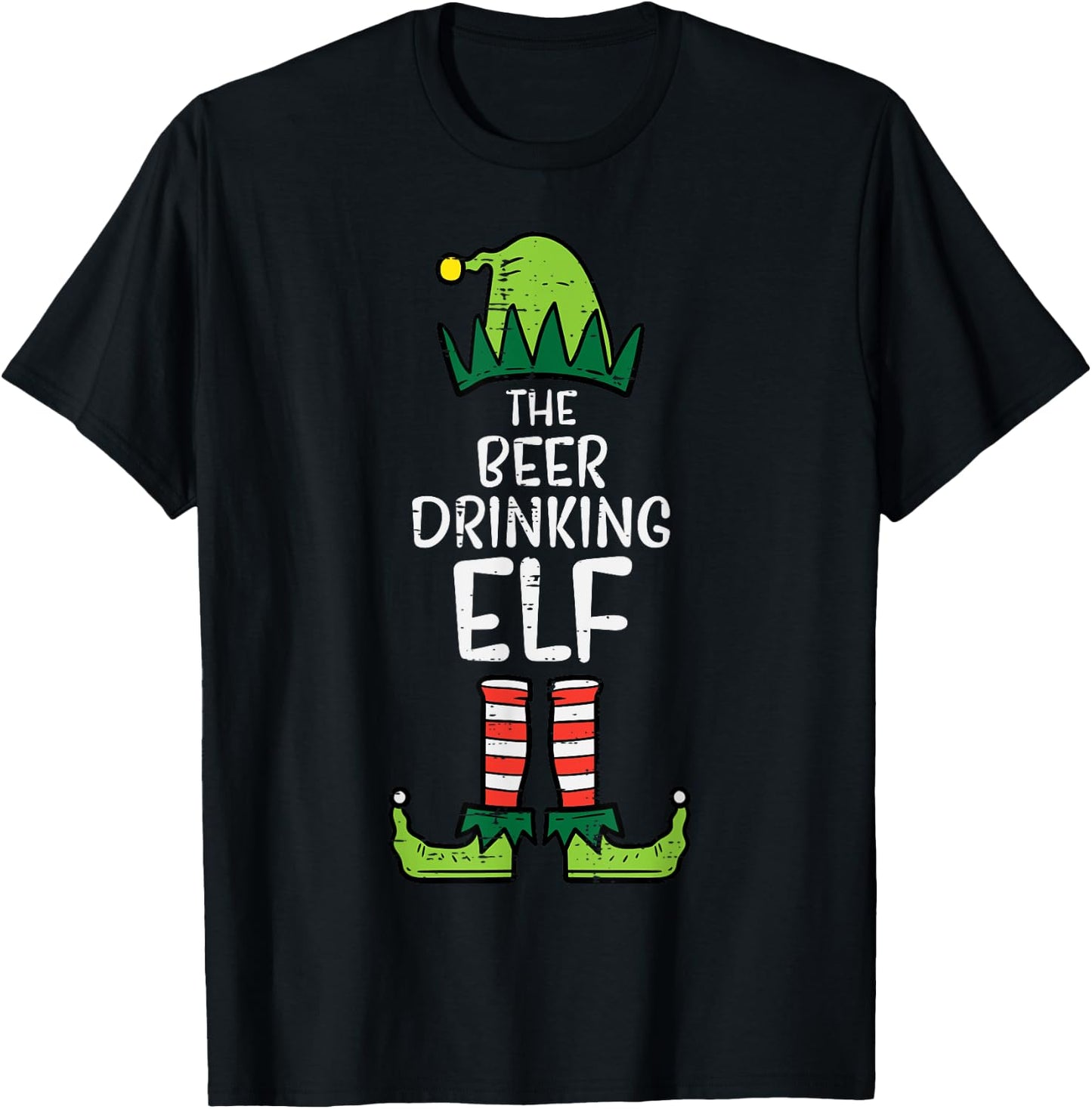 The Beer Drinking Elf Matching Christmas Pajamas Family Dad T-Shirt - T-Shirt | Black