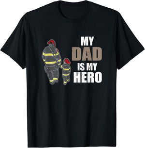 Fire brigade Mein Papa ist mein Held My Dad is my Hero T-Shirt - T-Shirt | Black