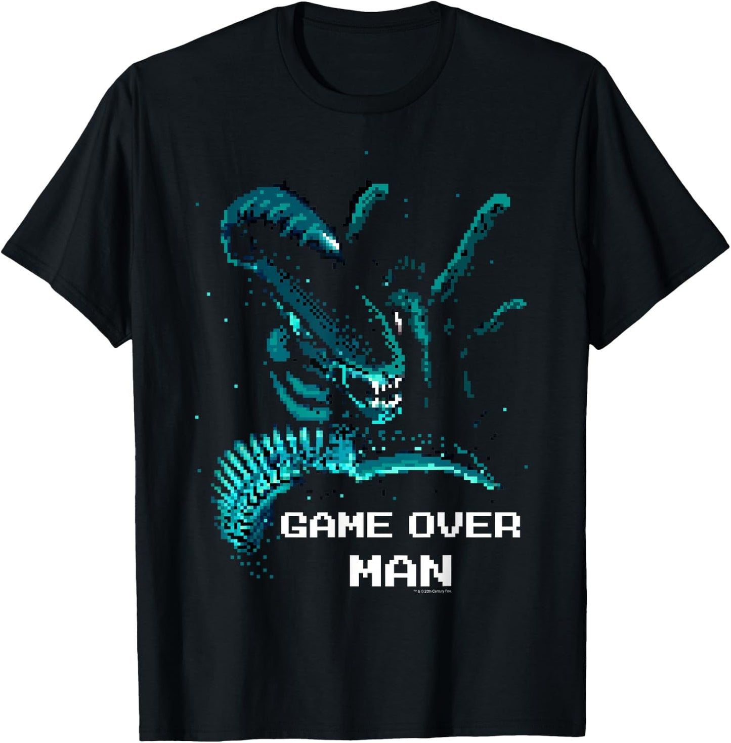 Aliens Iconic Xenomorph Game Over Man Pixelated Style Logo T-Shirt - T-Shirt | Black