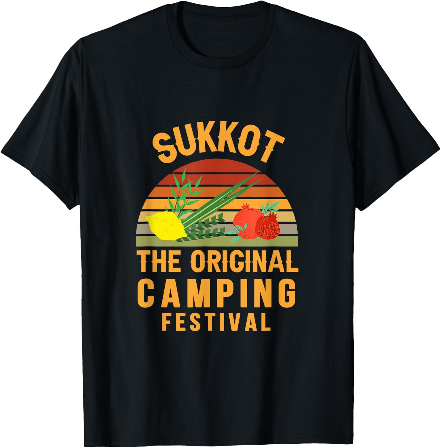 Sukkot The Original Camping Festival Sukkah Lulav Etrog T-Shirt - T-Shirt | Black