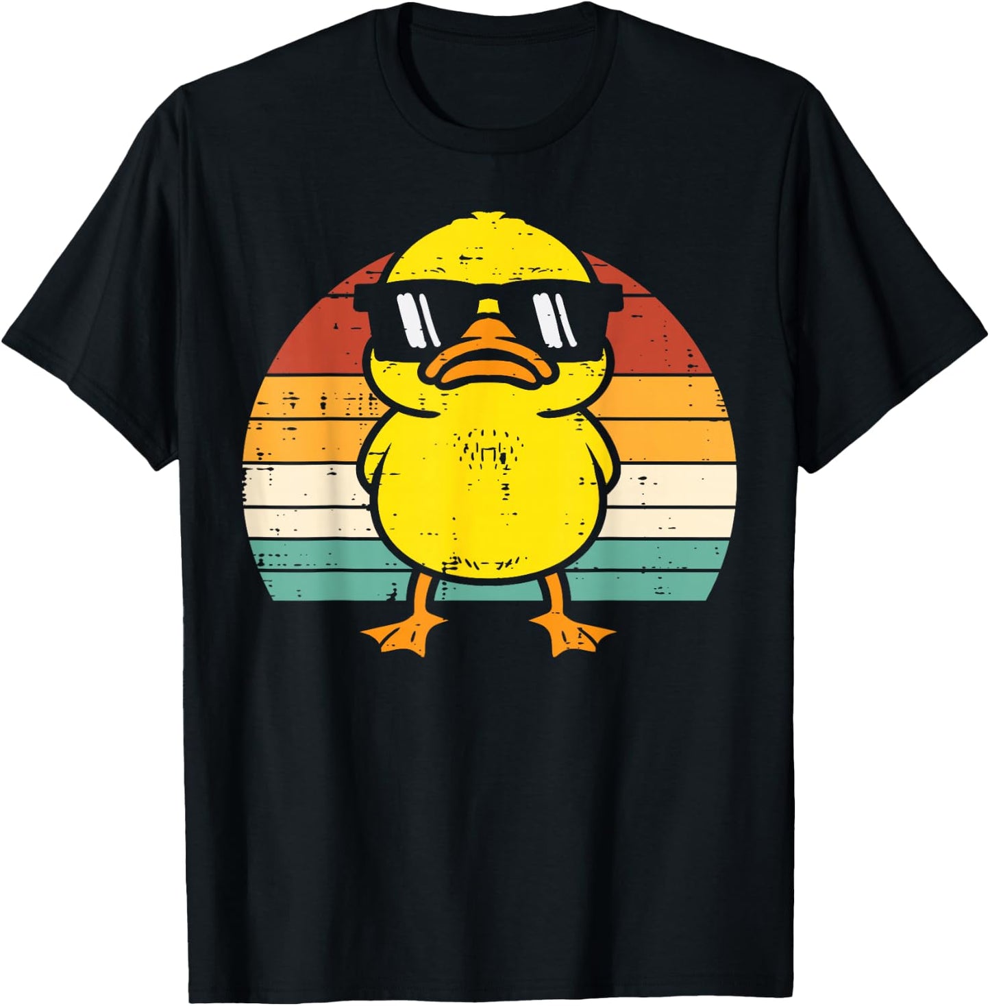 Rubber Duck Sunglasses Sunset Retro Duckling Men Women Kids T-Shirt - T-Shirt | Black