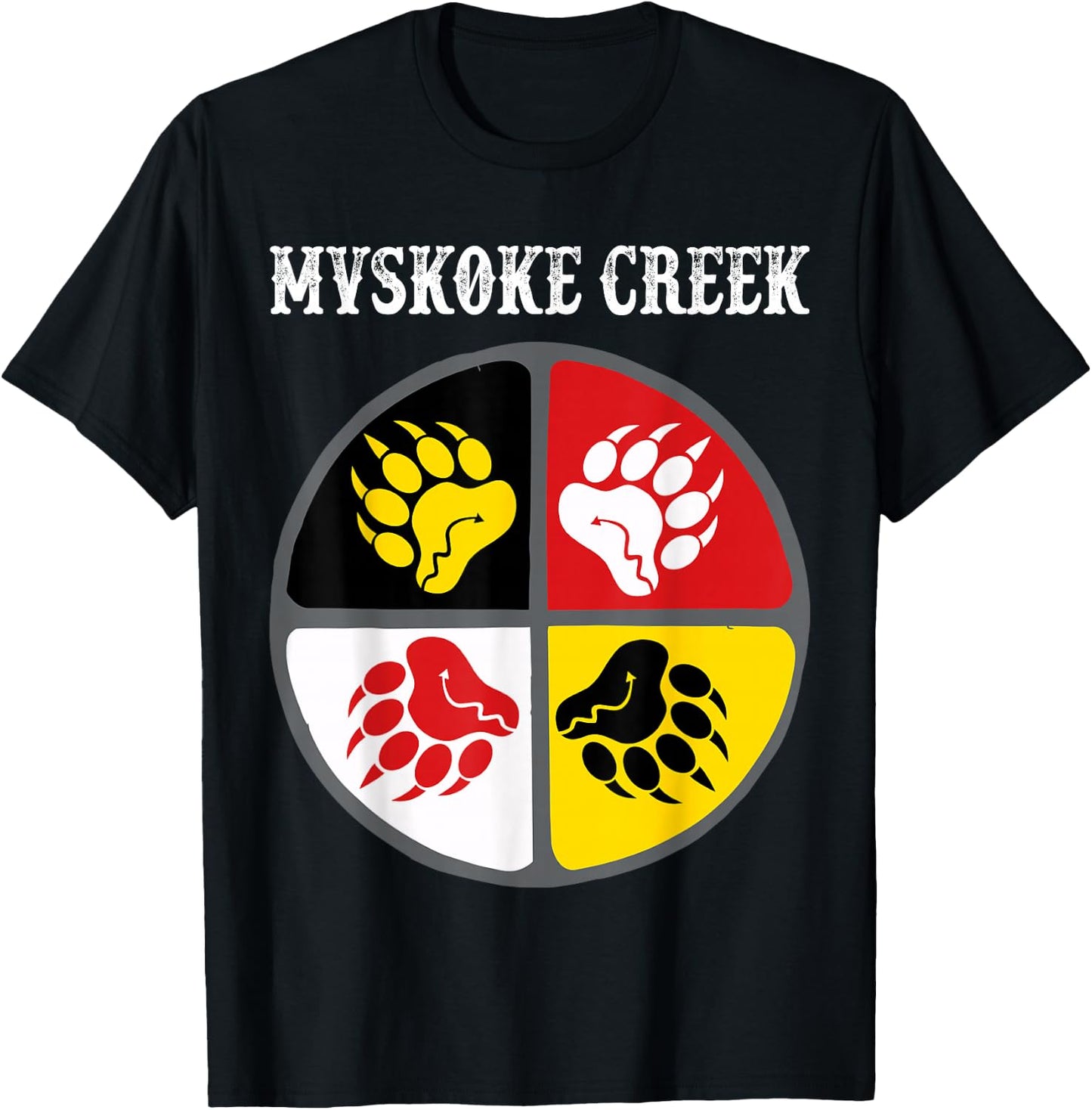Mvskoke Creek Muskogee Tribe Native American Medicine Wheel T-Shirt - T-Shirt | Black
