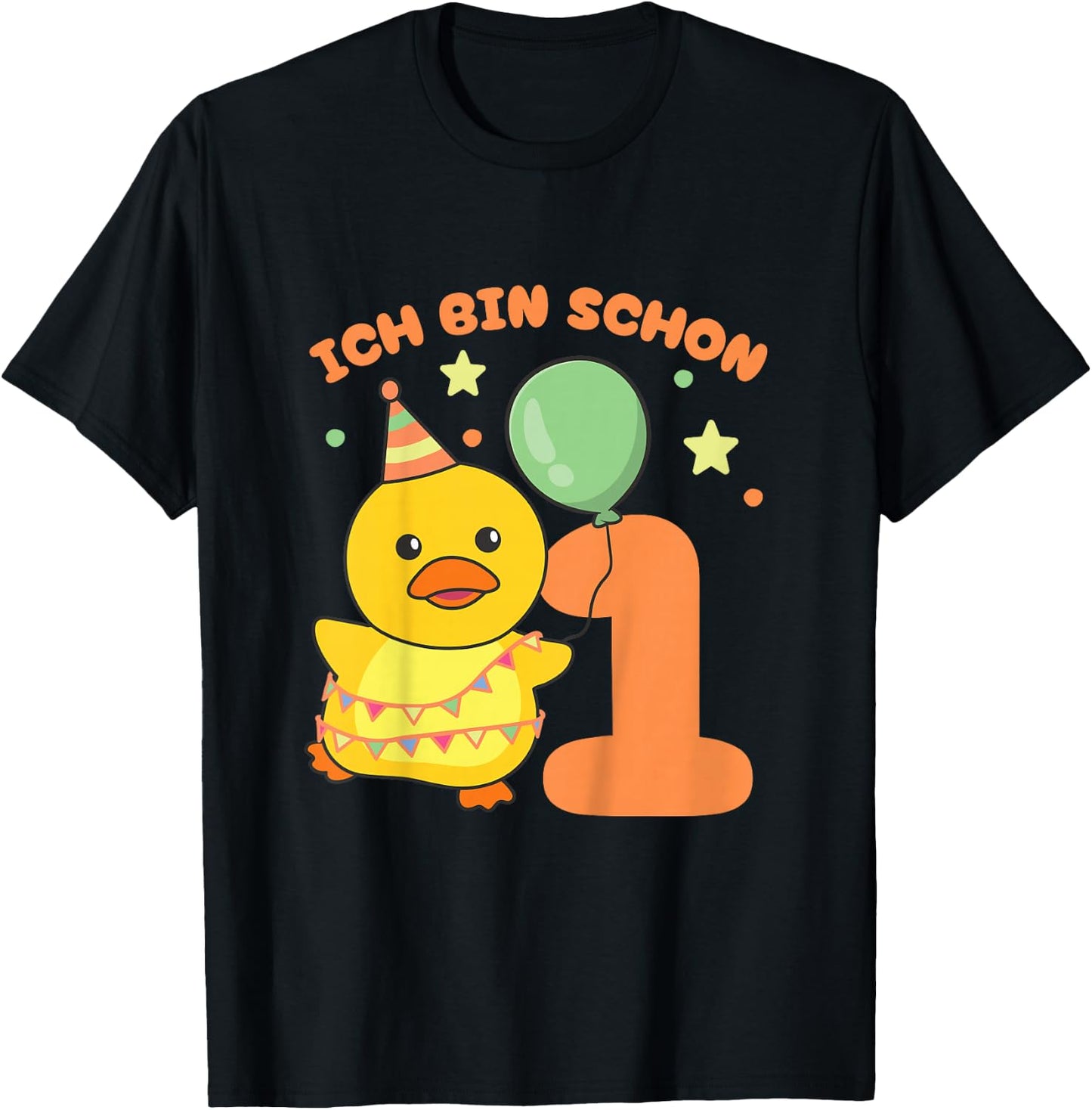 Children's with German Text "Ente Ich bin schon 1 Enten" [German Langu, black T-Shirt - T-Shirt | Black