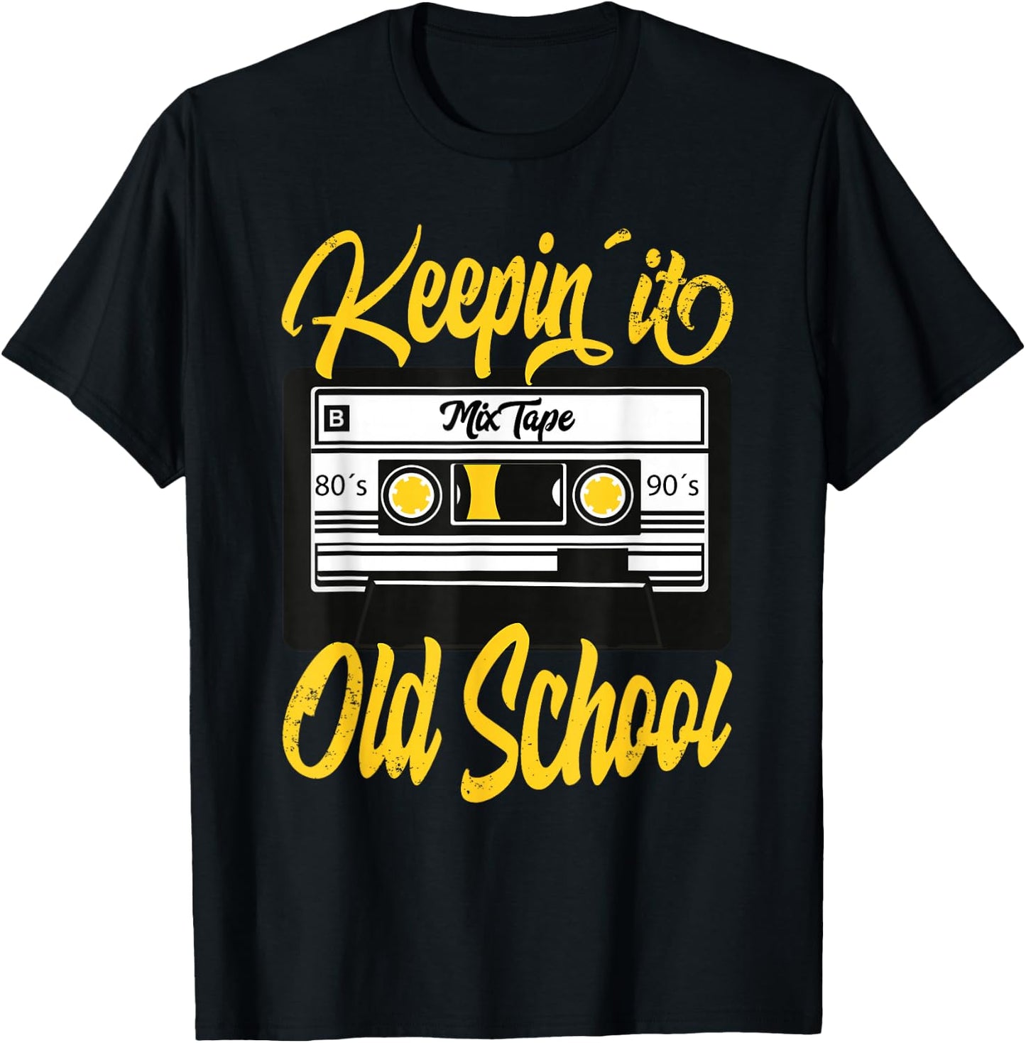 Keeping it Old School Retro Vintage 80s 90s Cassette Tape T-Shirt - T-Shirt | Black