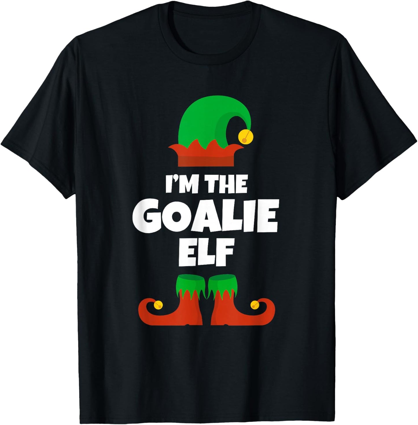 I'm The Goalie Elf Family Pajama Christmas Hockey Soccer T-Shirt - T-Shirt | Black