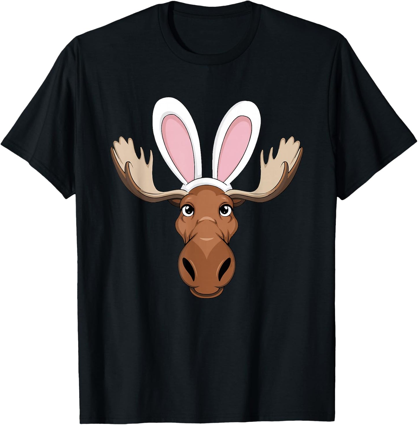 Moose with Bunny Ears Funny Easter Kids Boys Girls & Adults T-Shirt - T-Shirt | Black