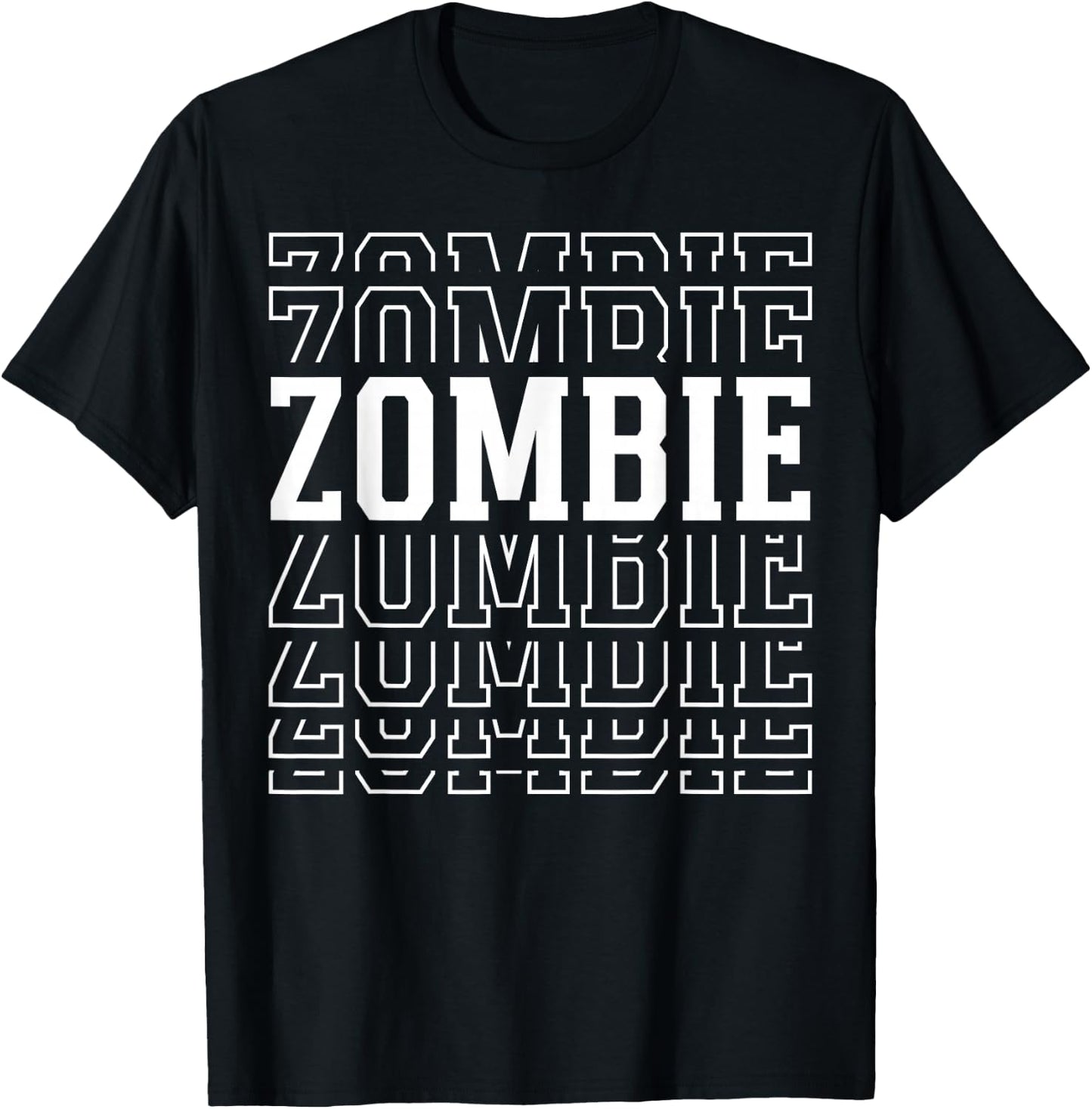 Zombie Layered Text Costume Horror Fan T-Shirt - T-Shirt | Black