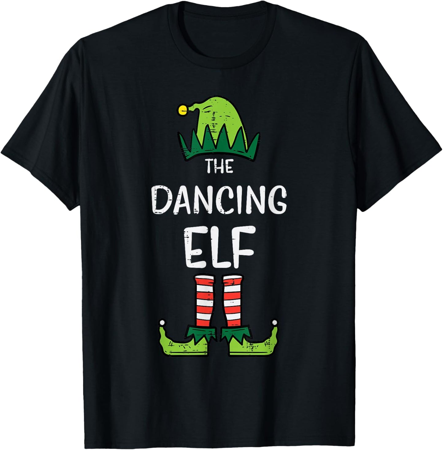Dancing Elf Xmas PJs Matching Christmas Pajamas Family Girls T-Shirt - T-Shirt | Black