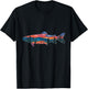 Trout Silhouette Fly Fishing Mountain Sunset River Stream T-Shirt - T-Shirt | Black