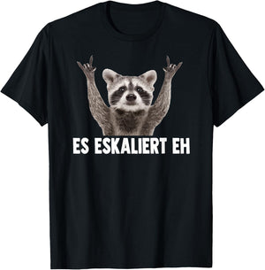 ES ESKALIERT EH X PEDRO Escalation Raccoon Meme Racoon , black T-Shirt - T-Shirt | Black