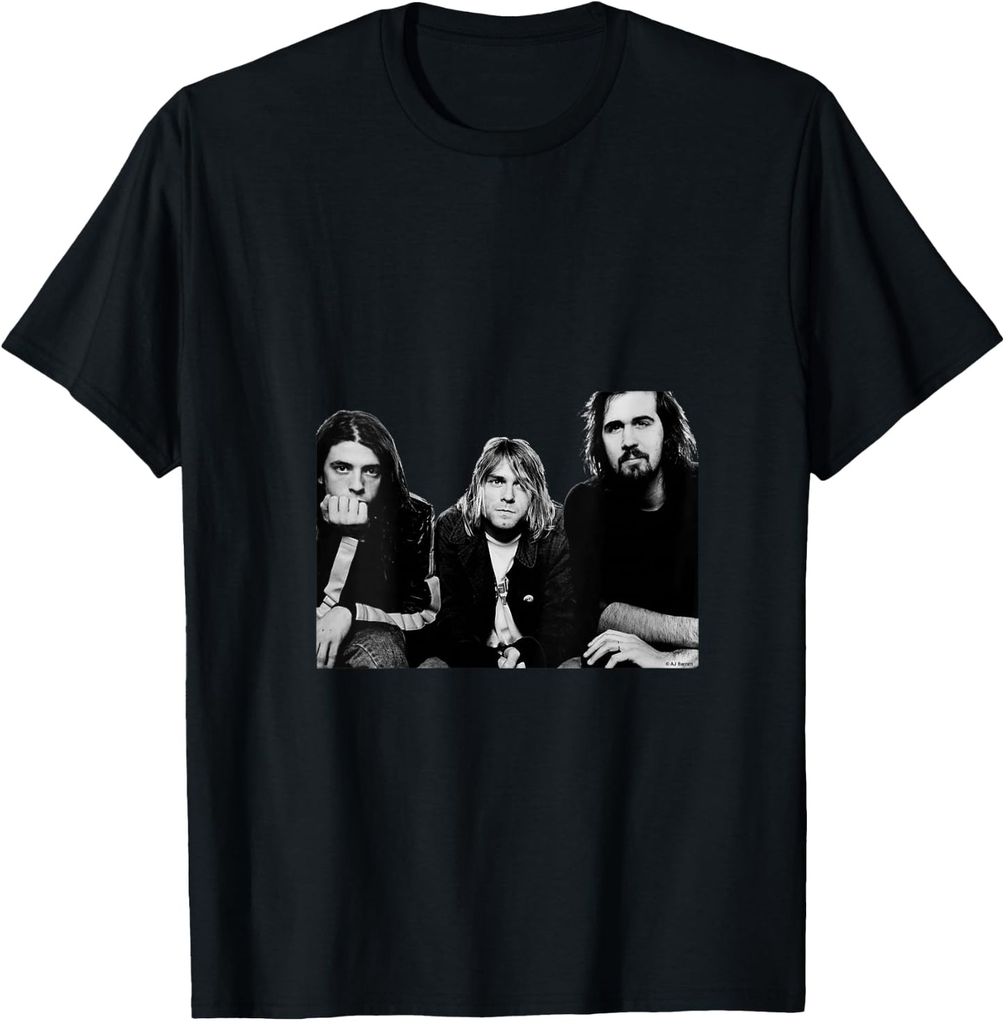 Women's Nirvana Kurt Cobain Band Portrait By AJ Barratt V-Neck T-Shirt - T-Shirt | Black