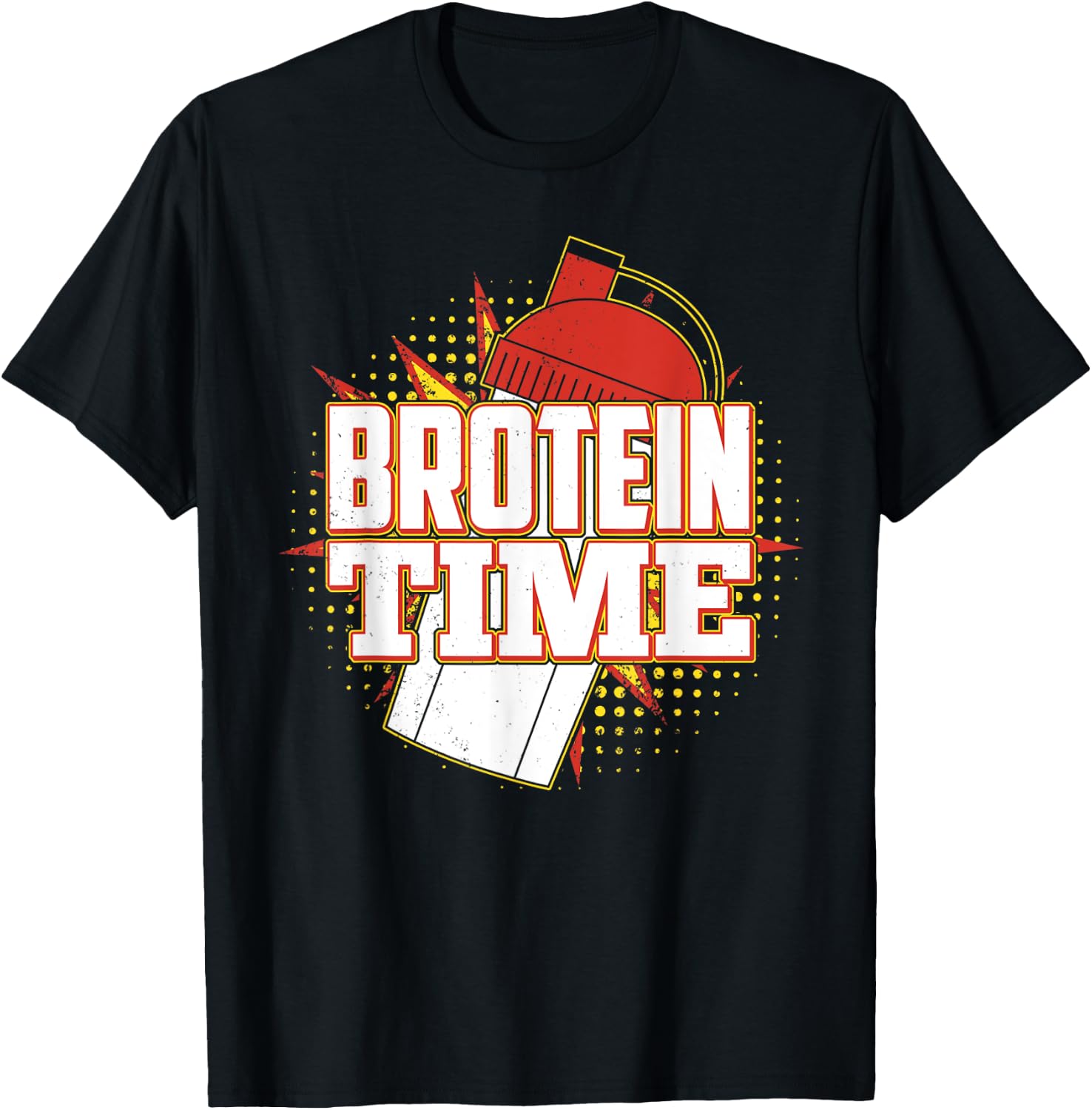Brotein Time Shirt Funny Work Out, Cross Train Fitness Shirt T-Shirt - T-Shirt | Black