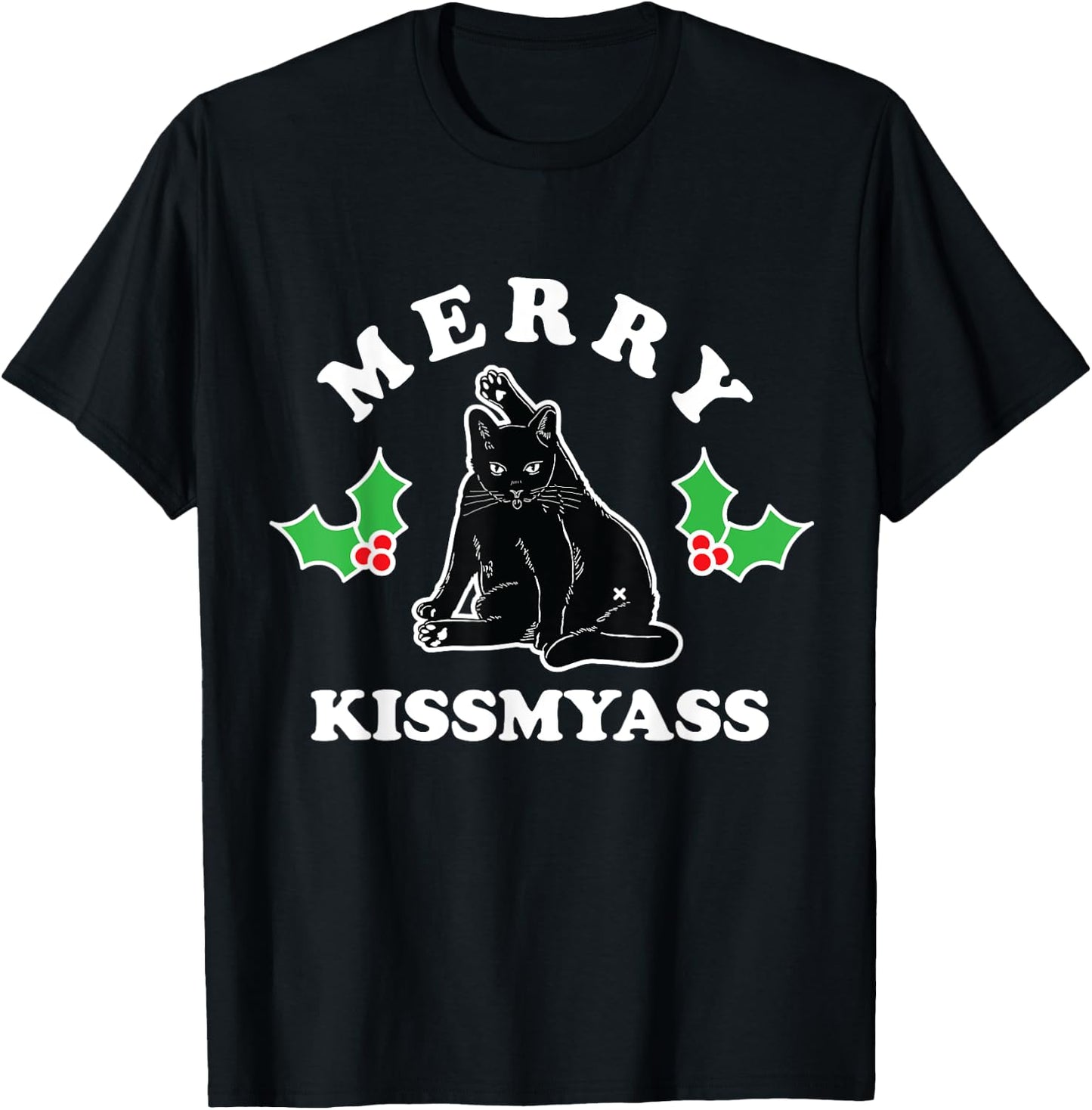 Merry Kissmyass Christmas Kitty Cat Butt Women T-Shirt - T-Shirt | Black