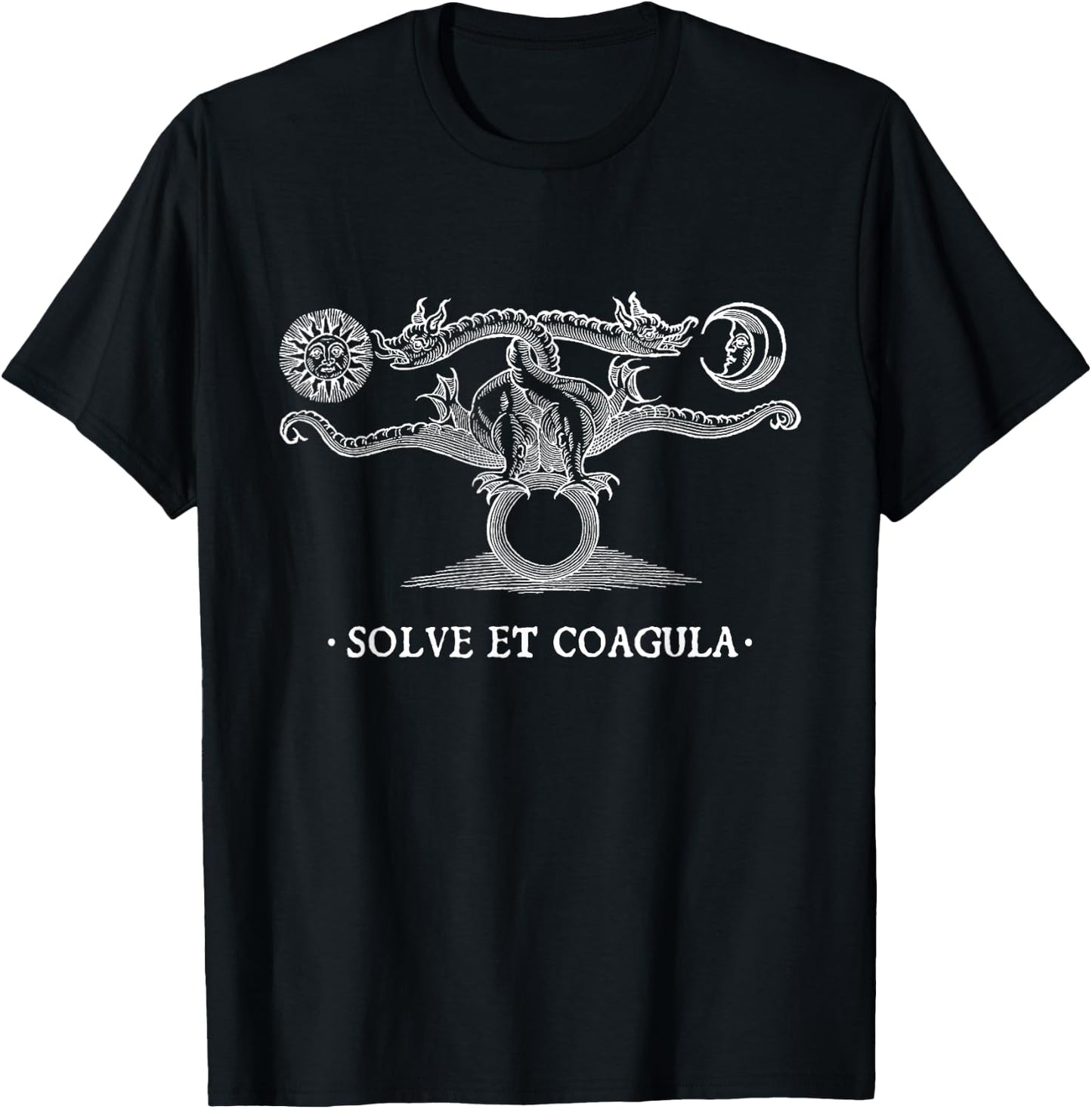 Alchemical Medieval Occult Celtic Dragon, Solve et Coagula T-Shirt - T-Shirt | Black