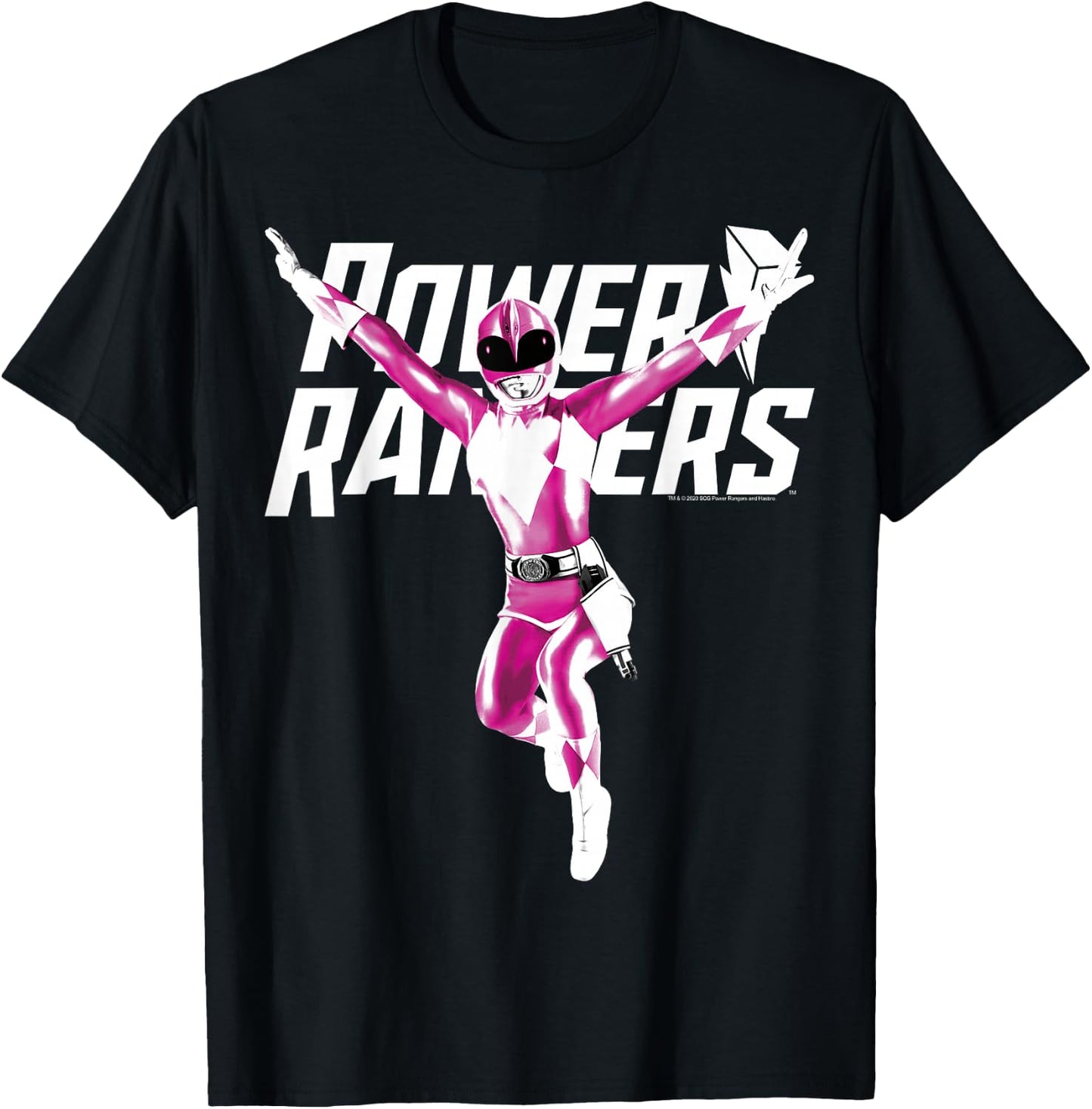 Power Rangers Pink Ranger Karate Action Pose Logo Small T-Shirt - T-Shirt | Black