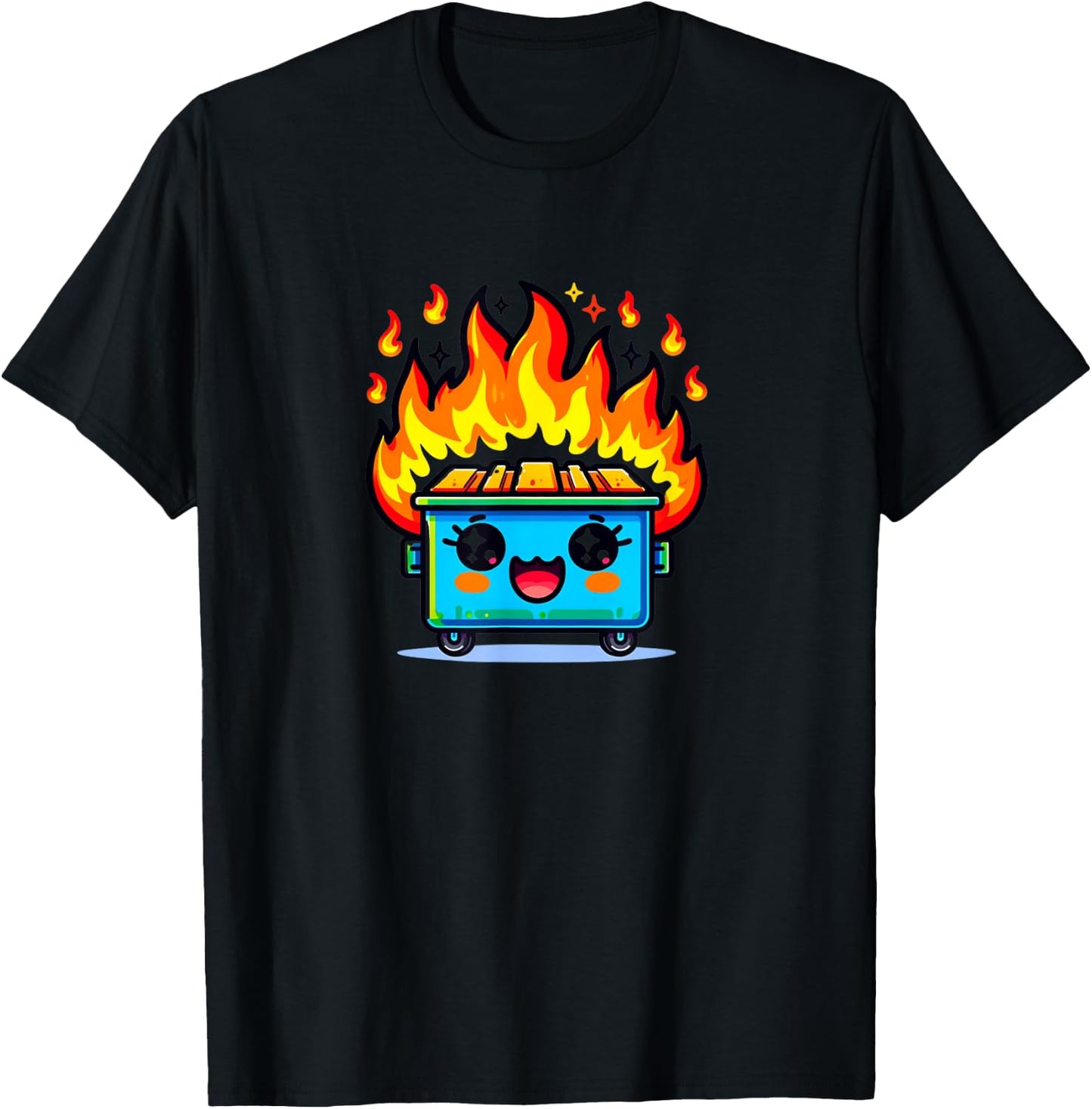 Cute Dumpster Fire Kawaii Kids Boys Girls T-Shirt - T-Shirt | Black