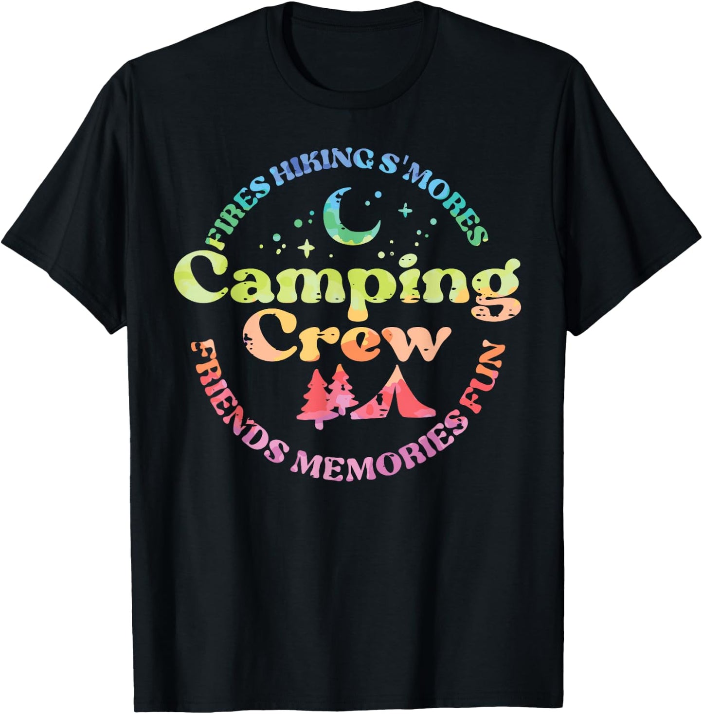 Camping Crew Family Friends Girls Kids Toddler Youth Women T-Shirt - T-Shirt | Black