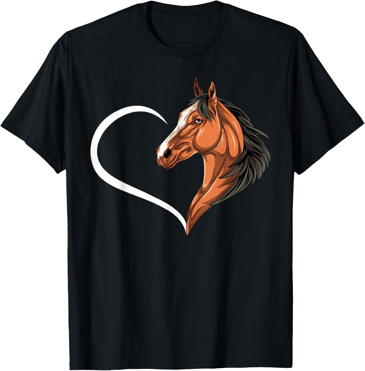 Horse Shirts Girls Kids Heart Cute Horse T-Shirt - T-Shirt | Black