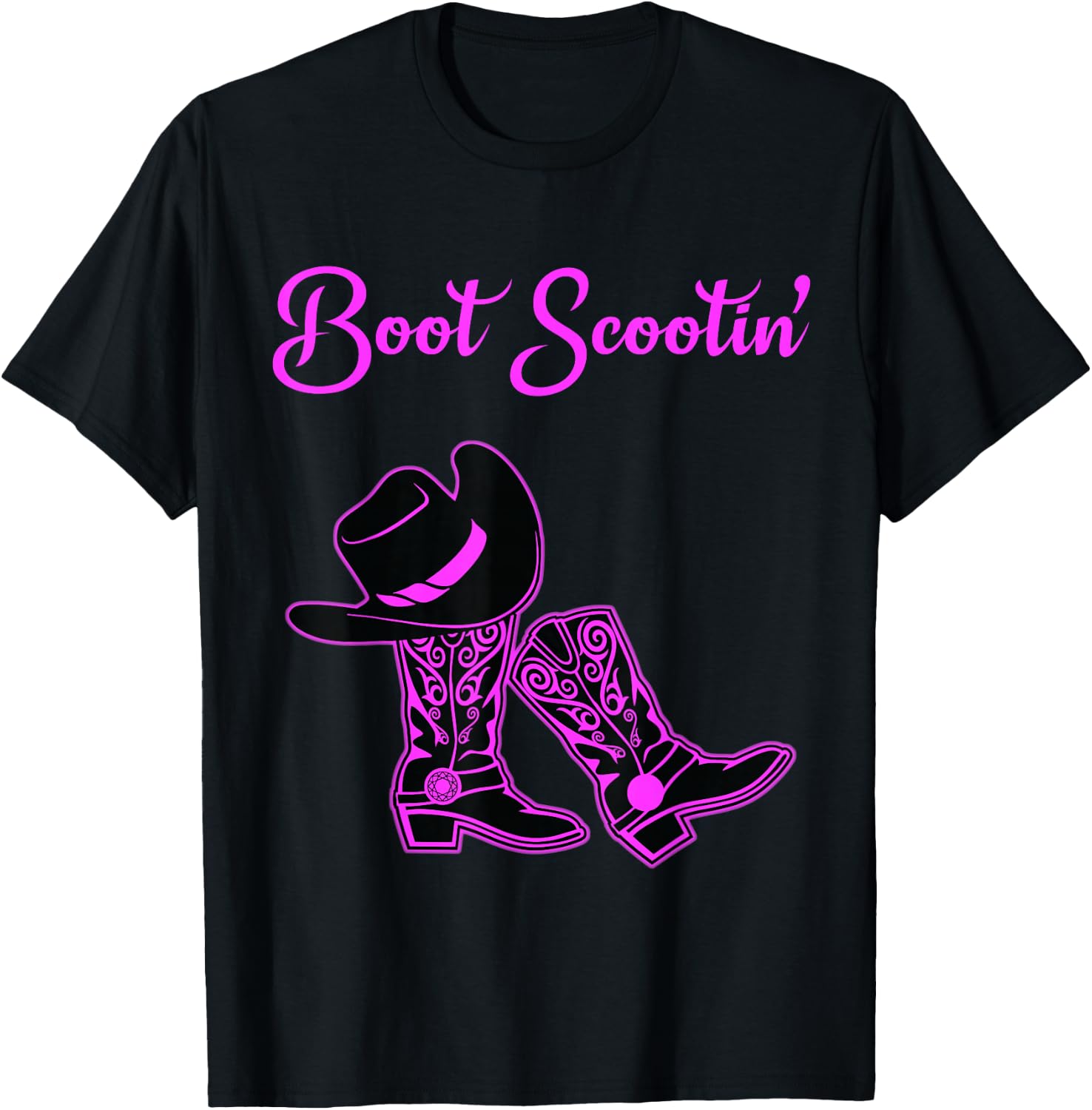 Line Dancing Boot Scootin Cowgirl Hat T-Shirt - T-Shirt | Black
