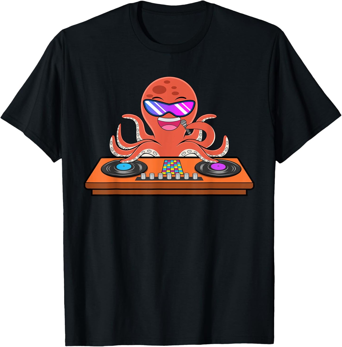 Octopus DJ Music Musician Party Squid T-Shirt - T-Shirt | Black