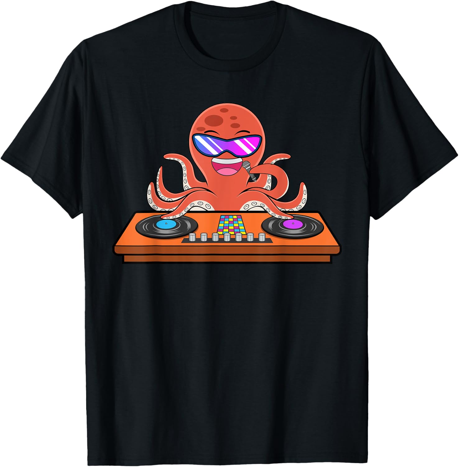 Octopus DJ Music Musician Party Squid T-Shirt - T-Shirt | Black