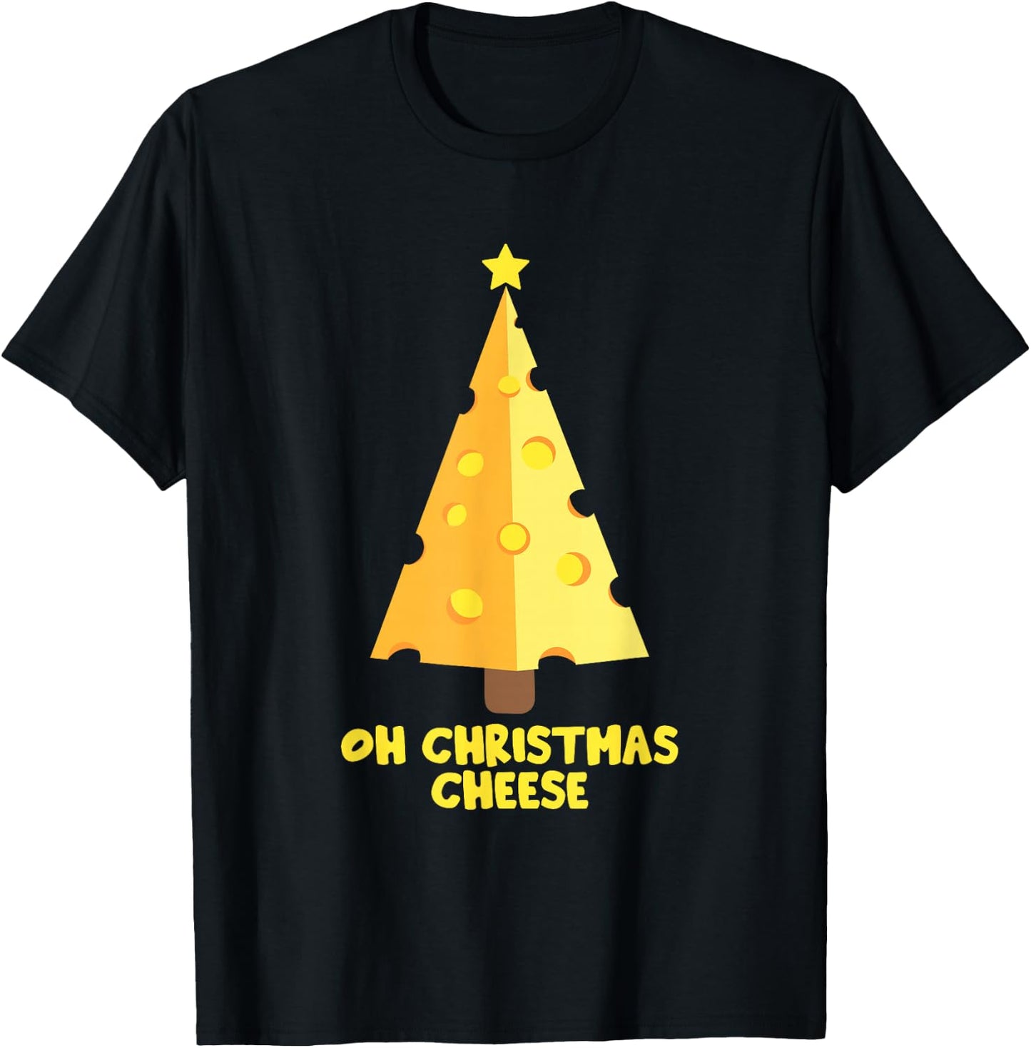 Oh Christmas Cheese Funny Cheese Lovers Gift T-Shirt - T-Shirt | Black