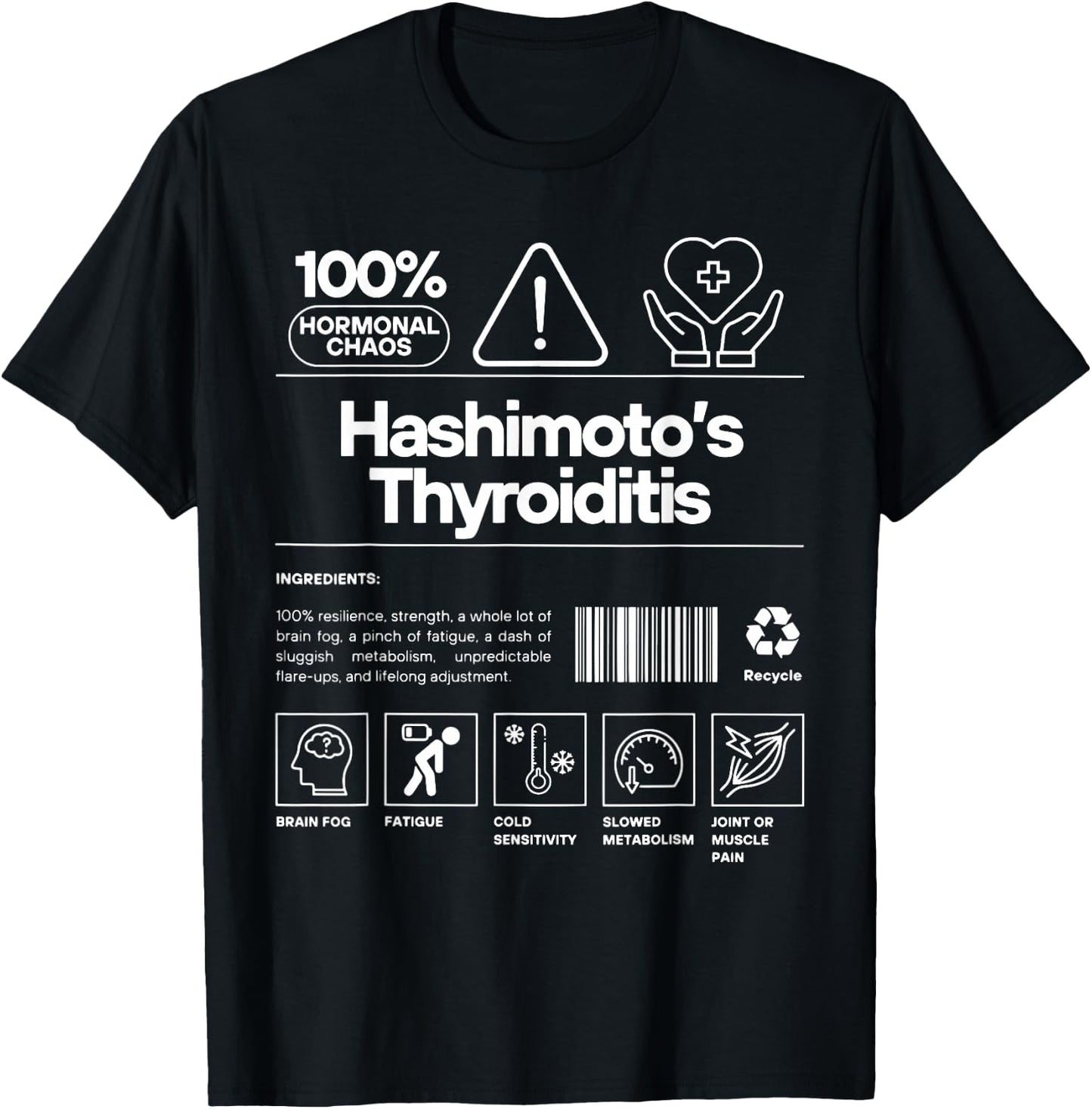 Hashimotos Thyroiditis Disease Thyroid Awareness Warrior T-Shirt - T-Shirt | Black
