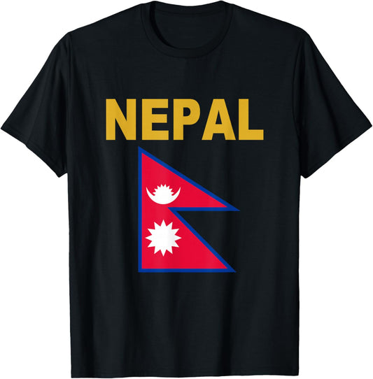 Nepal Flag Cool Nepalese Flags Gift Top T-Shirt - T-Shirt | Black