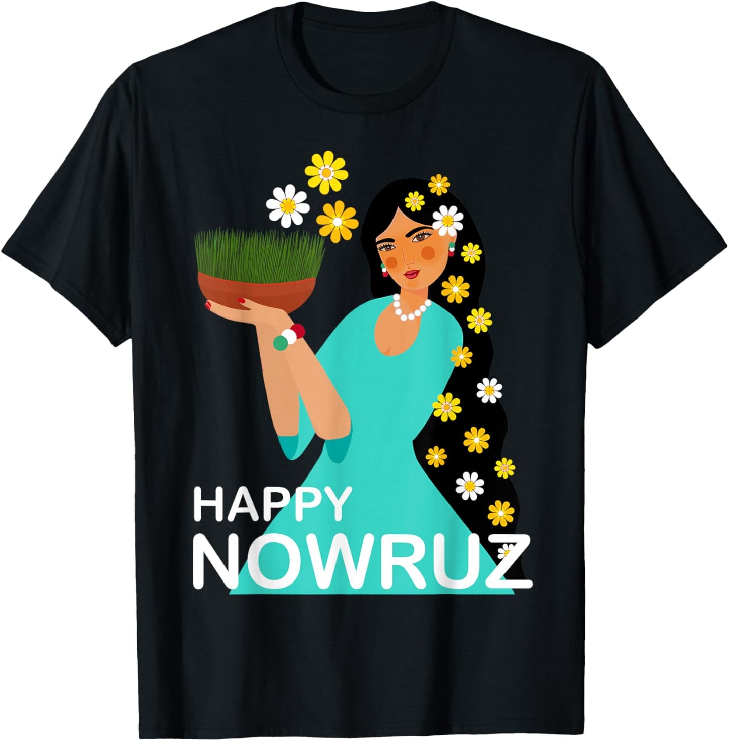 Nowruz Persian New Year Happy Nowrouz Spring Sabzeh Nowruz , gray T-Shirt - T-Shirt | Black