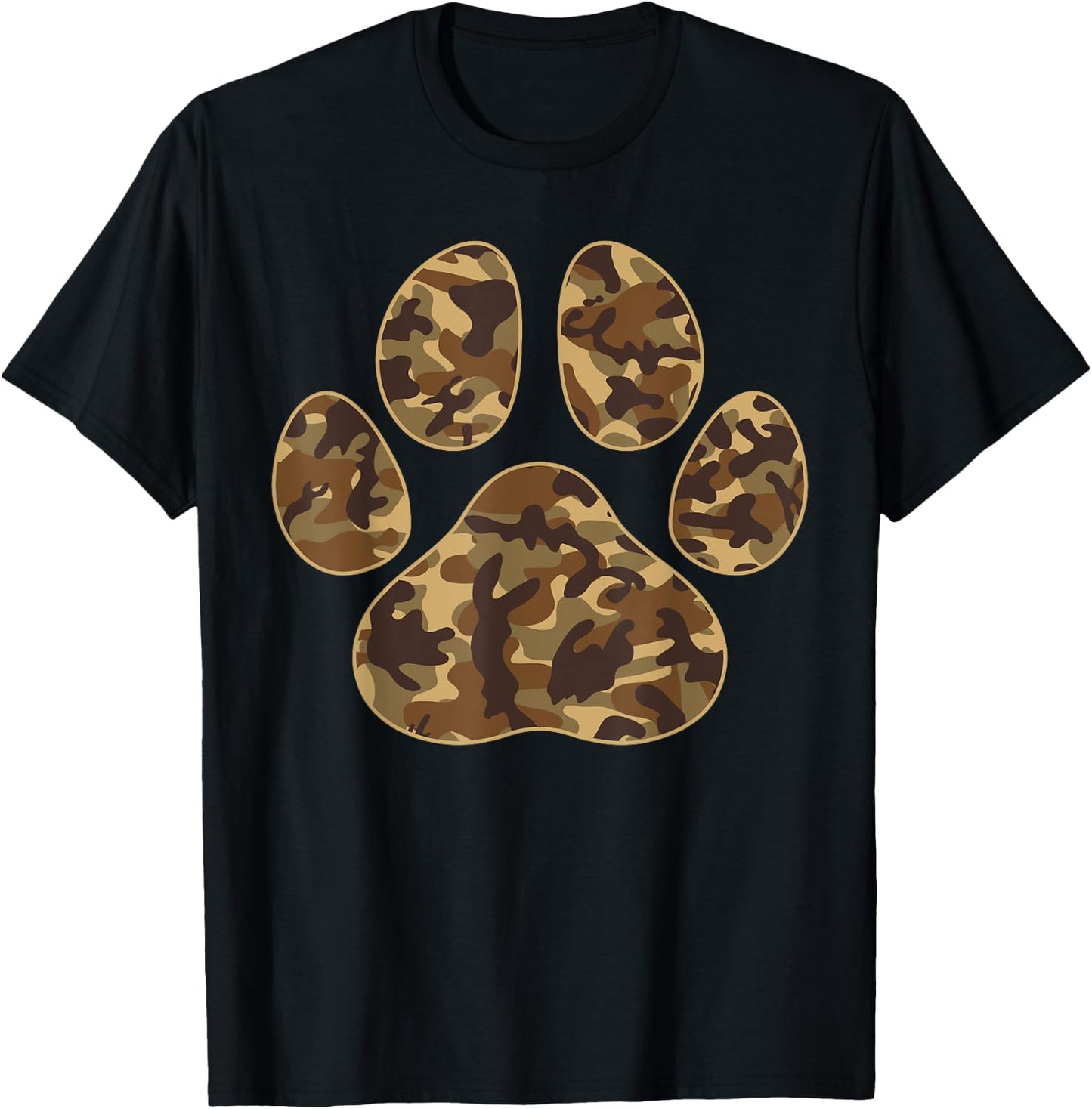 Cute Camo Paw Print Pet Owner Camouflage Paw Print Dog Lover Men Women Kids T-Shirt - T-Shirt | Black