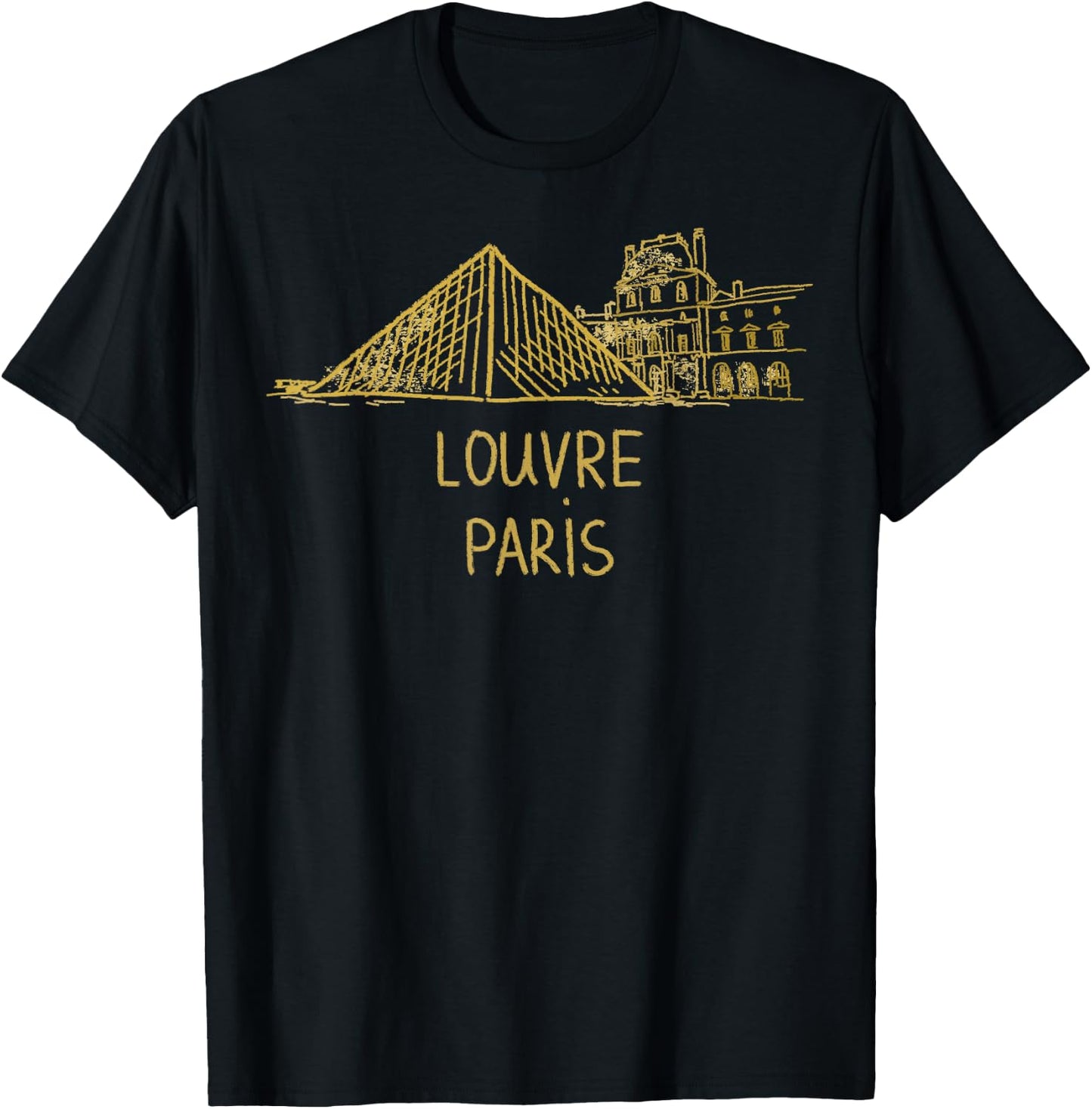 Louvre Paris France Travel Souvenir Historic Landmark Gift T-Shirt - T-Shirt | Black