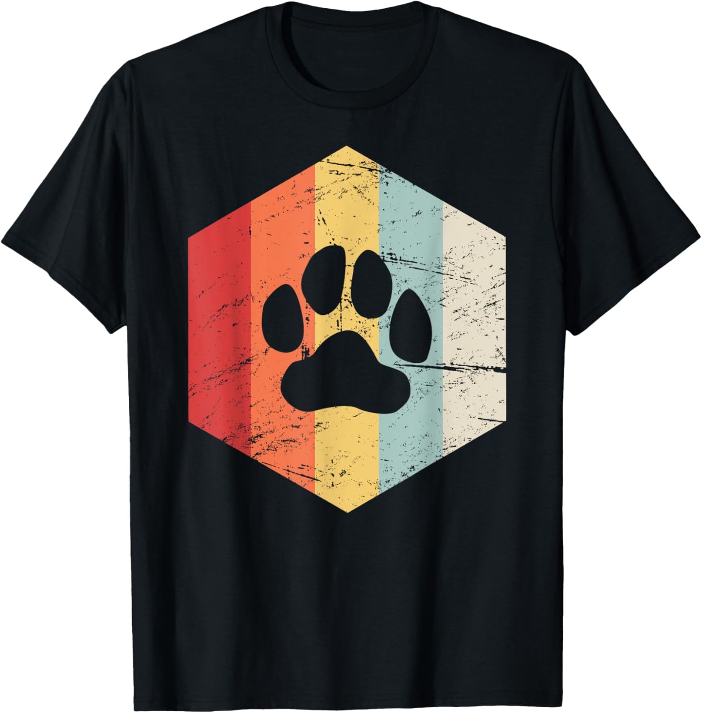 Retro Vintage Paw Print Furry T-Shirt - T-Shirt | Black