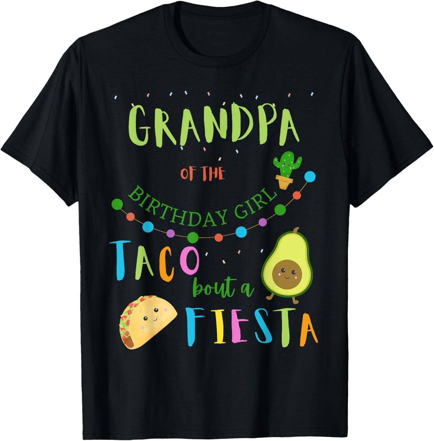 Grandpa Mexican Birthday Taco Bout A Fiesta Family Matching T-Shirt - T-Shirt | Black