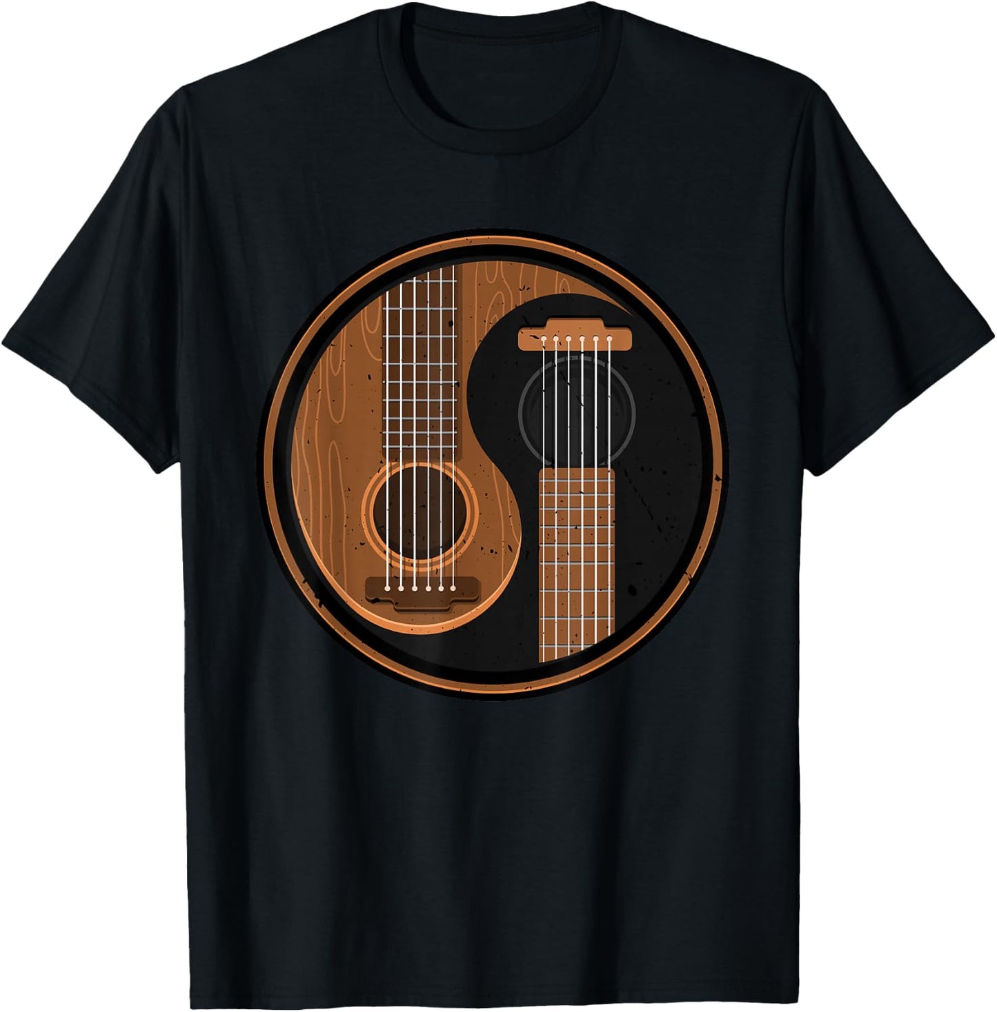 Yin Yang Guitar Player Guitarist Musician Funny Artist Gift T-Shirt - T-Shirt | Black