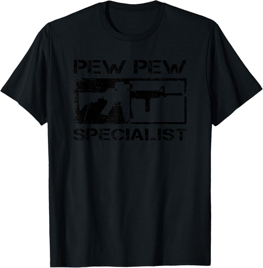 Pew Pew Specialist - 5.56 Pro Gun AR15 Rifle M4 Funny Gun T-Shirt - T-Shirt | Black