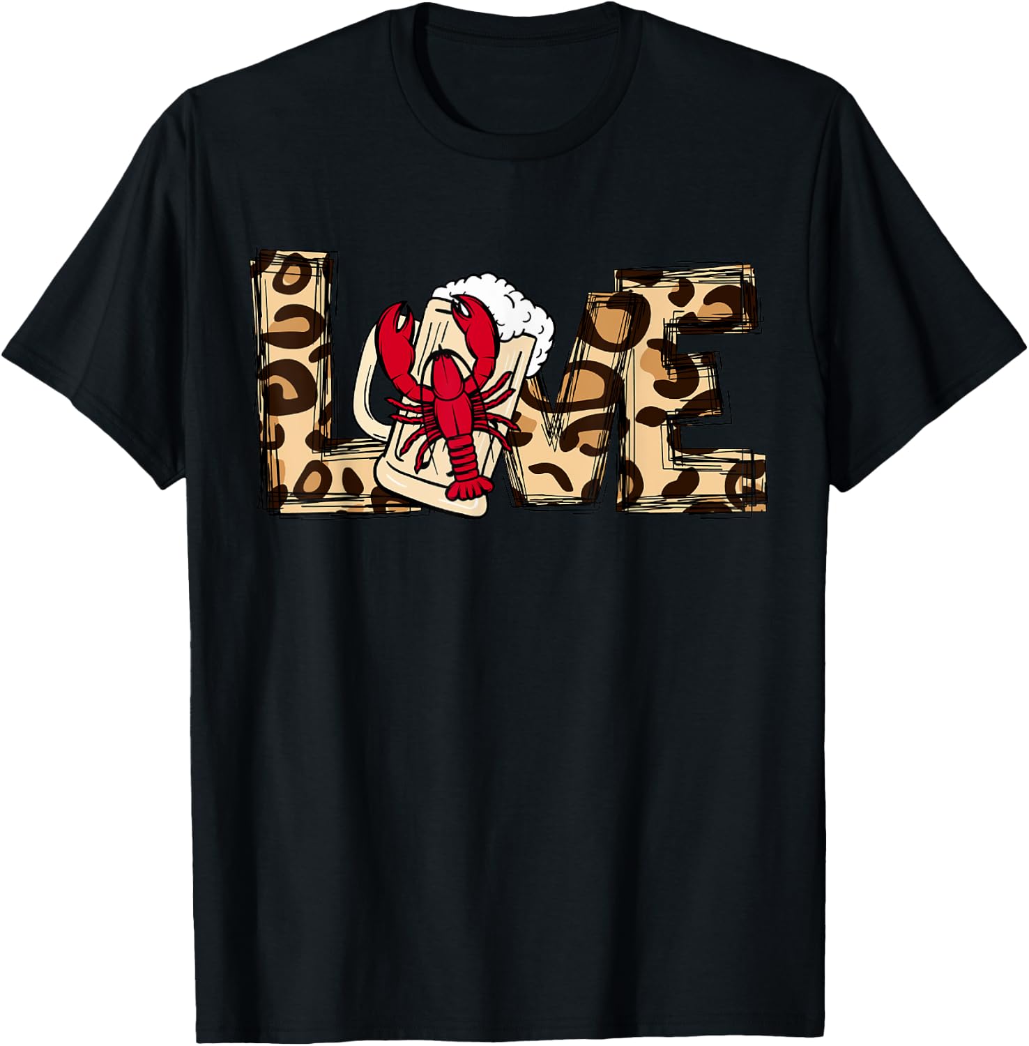 Crawfish and Beer Lovers Women's Leopard Love Crayfish T-Shirt - T-Shirt | Black