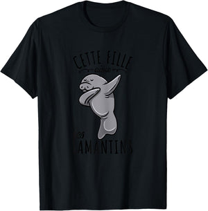 Cette Fille Aime les lamantins , white T-Shirt - T-Shirt | Black