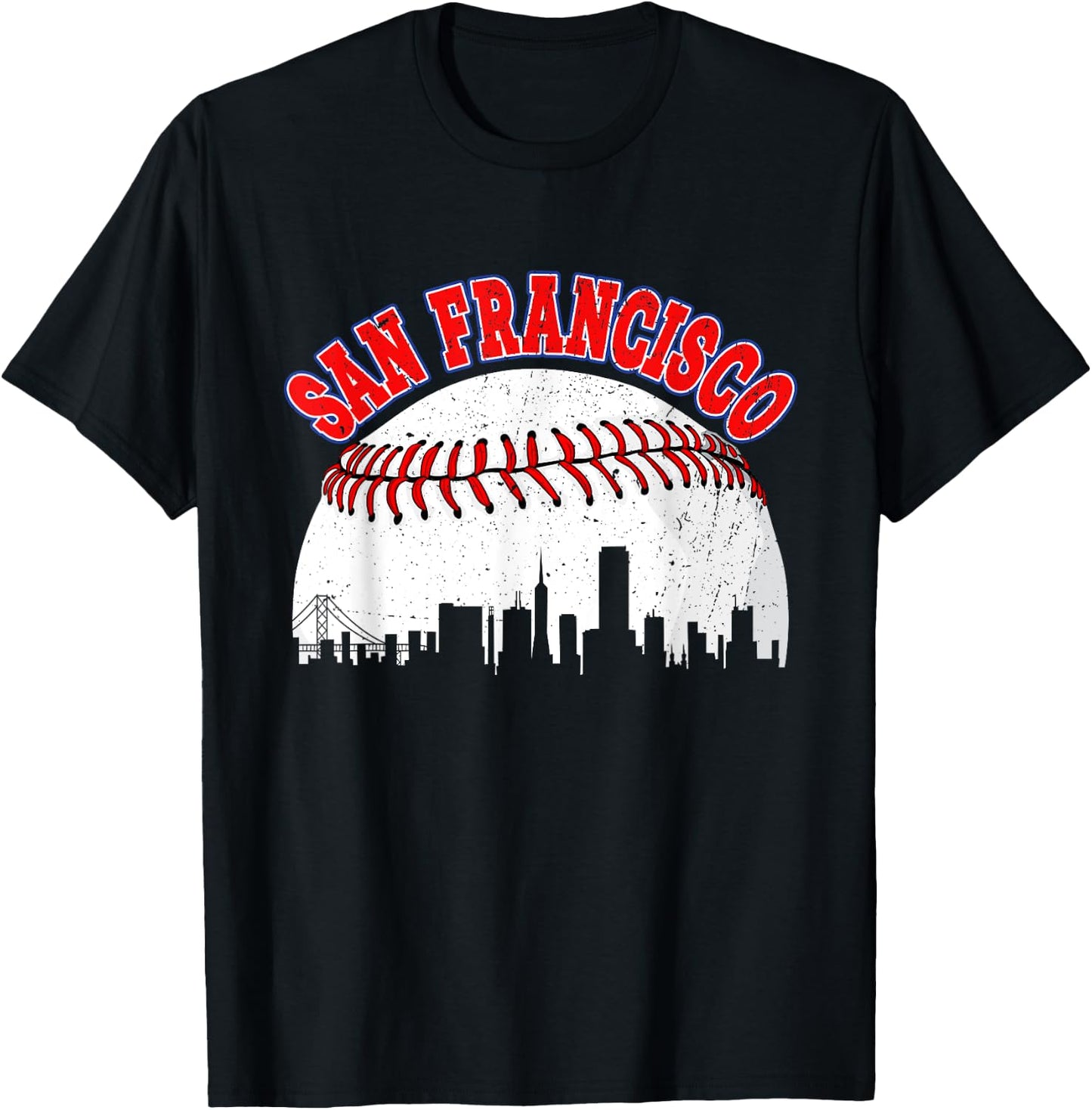 Distressed Baseball San Francisco Cityscape Women T-Shirt - T-Shirt | Black