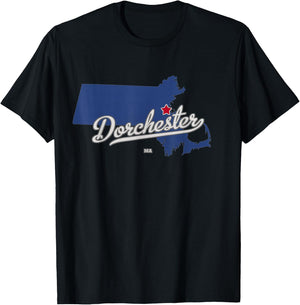 Dorchester Massachusetts Boston MA Map T-Shirt - T-Shirt | Black