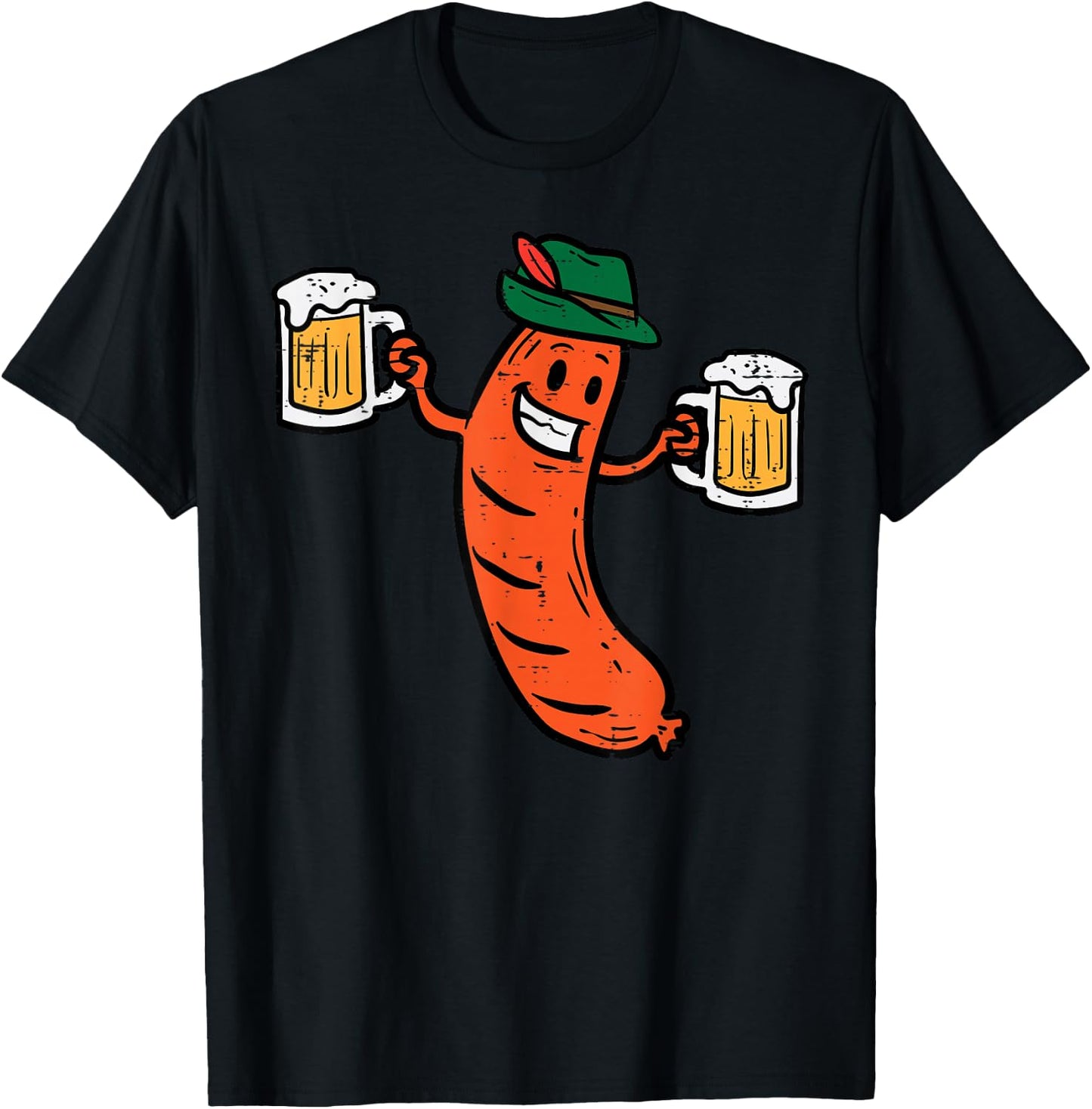 Oktoberfest Bratwurst German Sausage Costume Men Women Kids T-Shirt - T-Shirt | Black