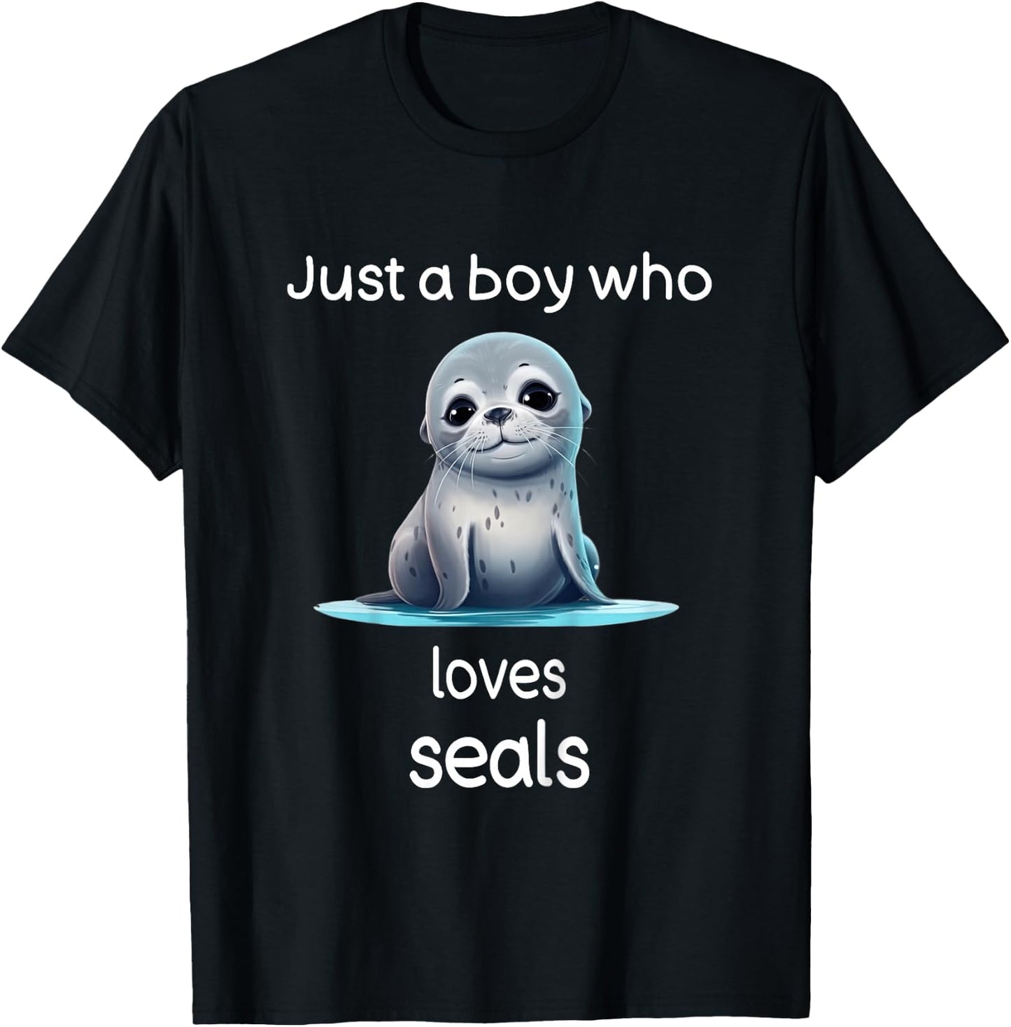 Kids Seal Lover Shirt for Boys Animal Lover I Love Seals T-Shirt - T-Shirt | Black