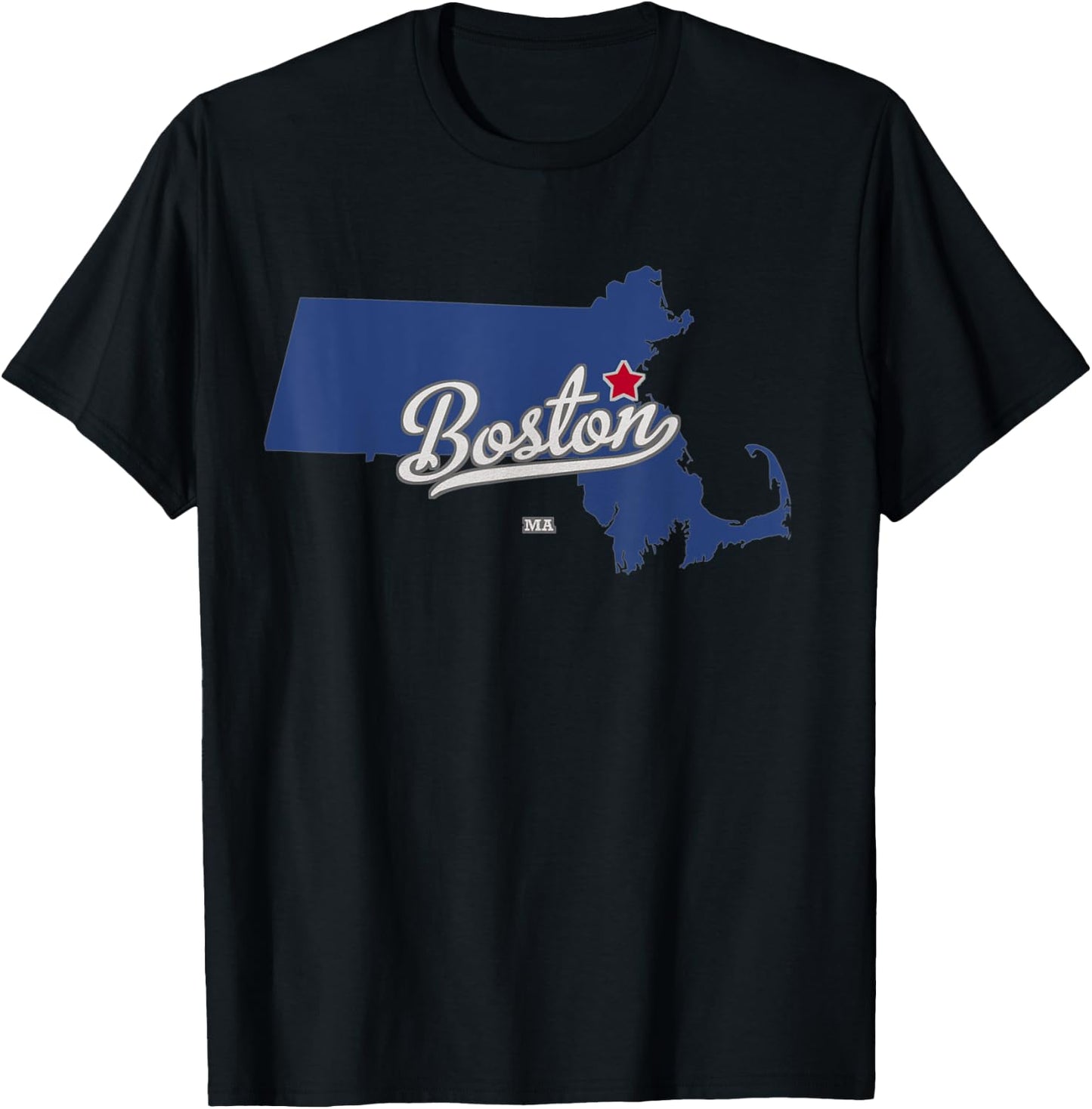 Boston Massachusetts MA Map T-Shirt - T-Shirt | Black